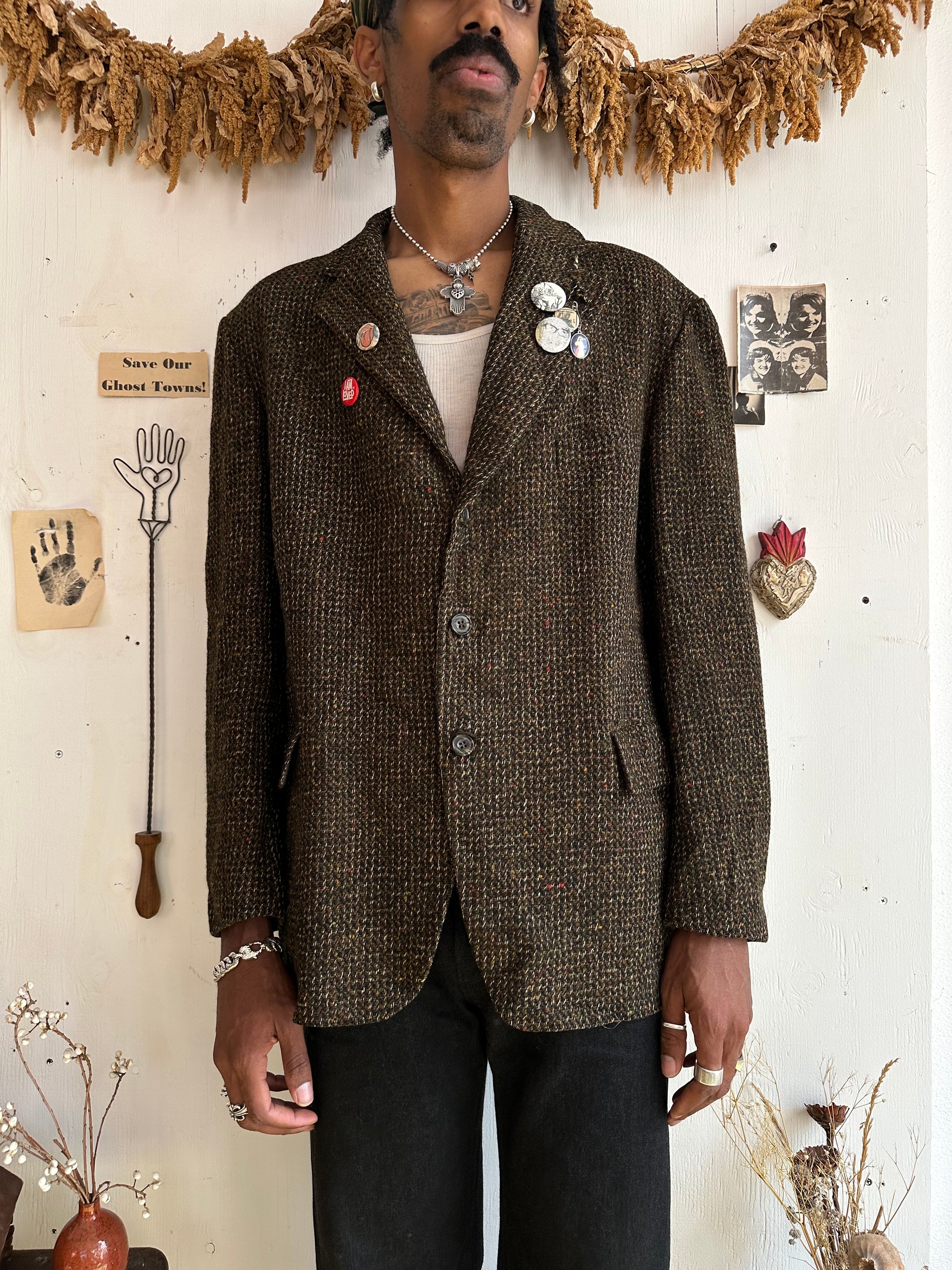 1960s Wool Tweed Jacket W/ Pins