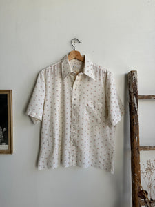 1980s Flower Pattern Cropped Button-Up (L)