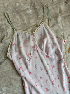 1960s Silk Floral Dress (S/M)