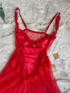 1980s Lacey Red Corset Dress (S)