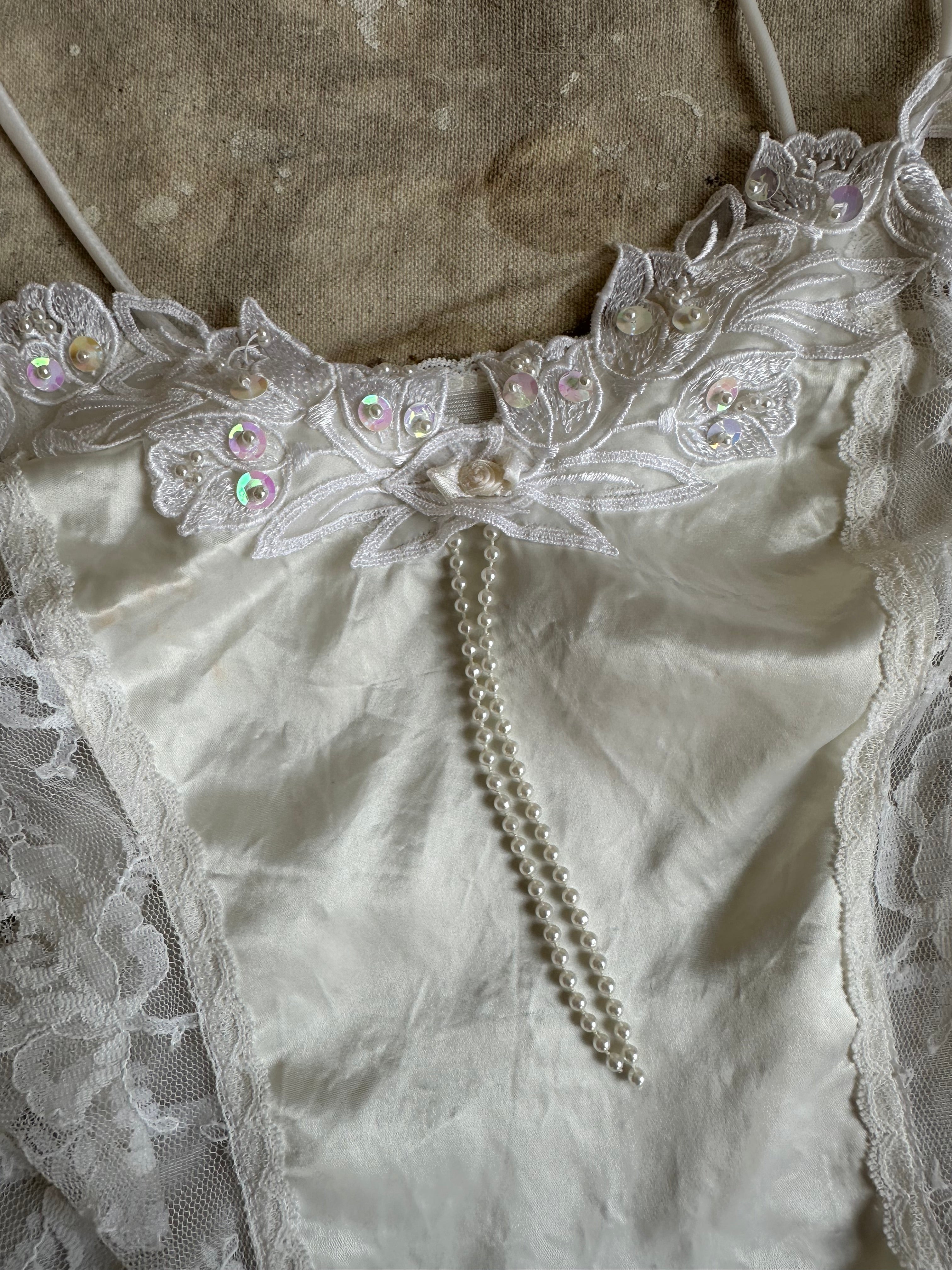 1990’s Lacey Cami With Pearl Detail (XS/S)