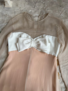 1960s Union Made Thrashed Bow Dress (XS)