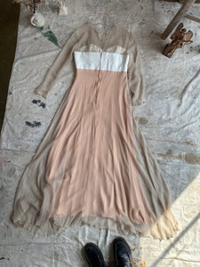 1960s Union Made Thrashed Bow Dress (XS)