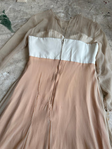1960s Union Made Thrashed Bow Dress (XS)