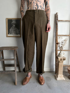 1960s Army Green Baggy Trousers (34 x 31)