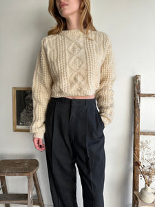 1980s Irish Made Cropped Women’s Cable Knit (S)