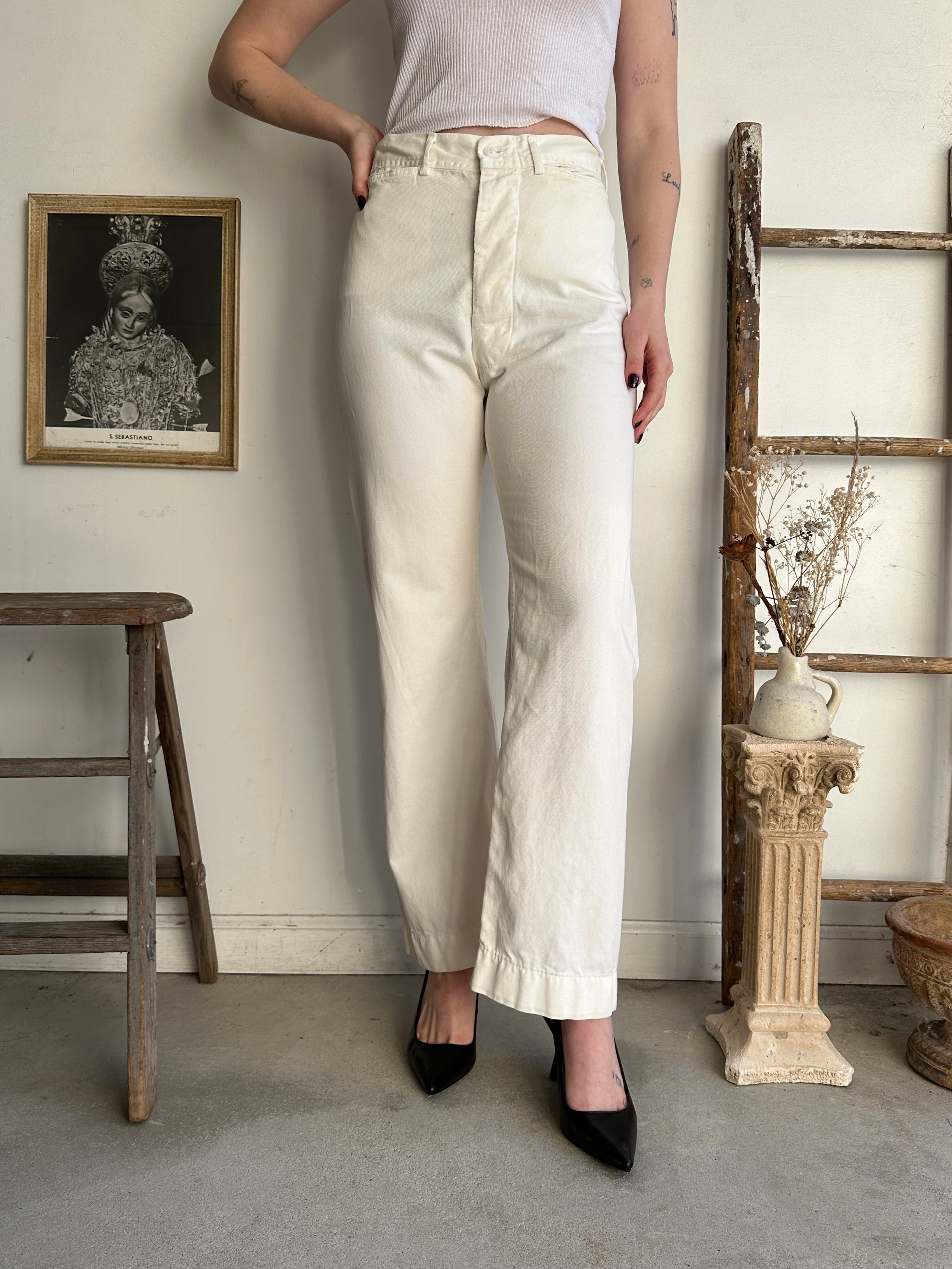 1940s Well-Worn USN White Trousers (29 x 29)