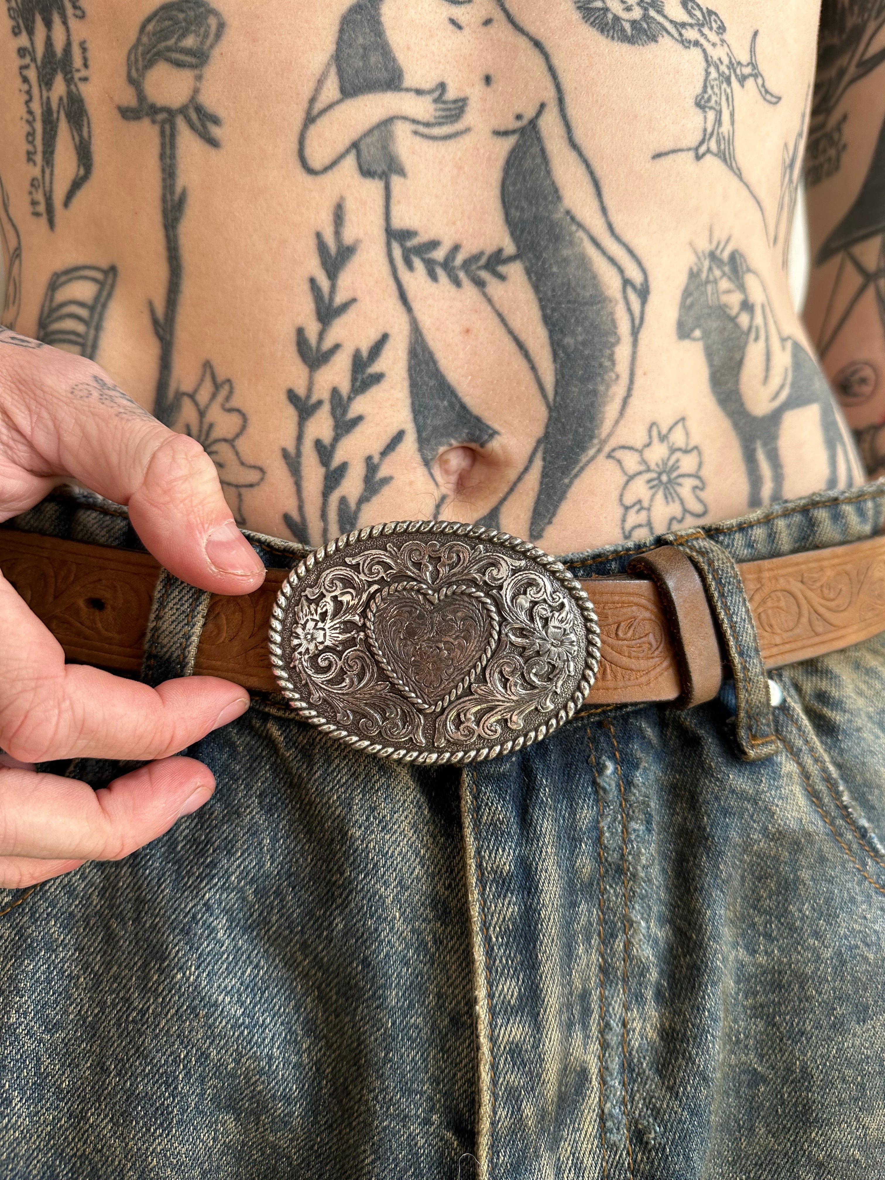 Vintage Made in USA Heart Belt (27"-31")