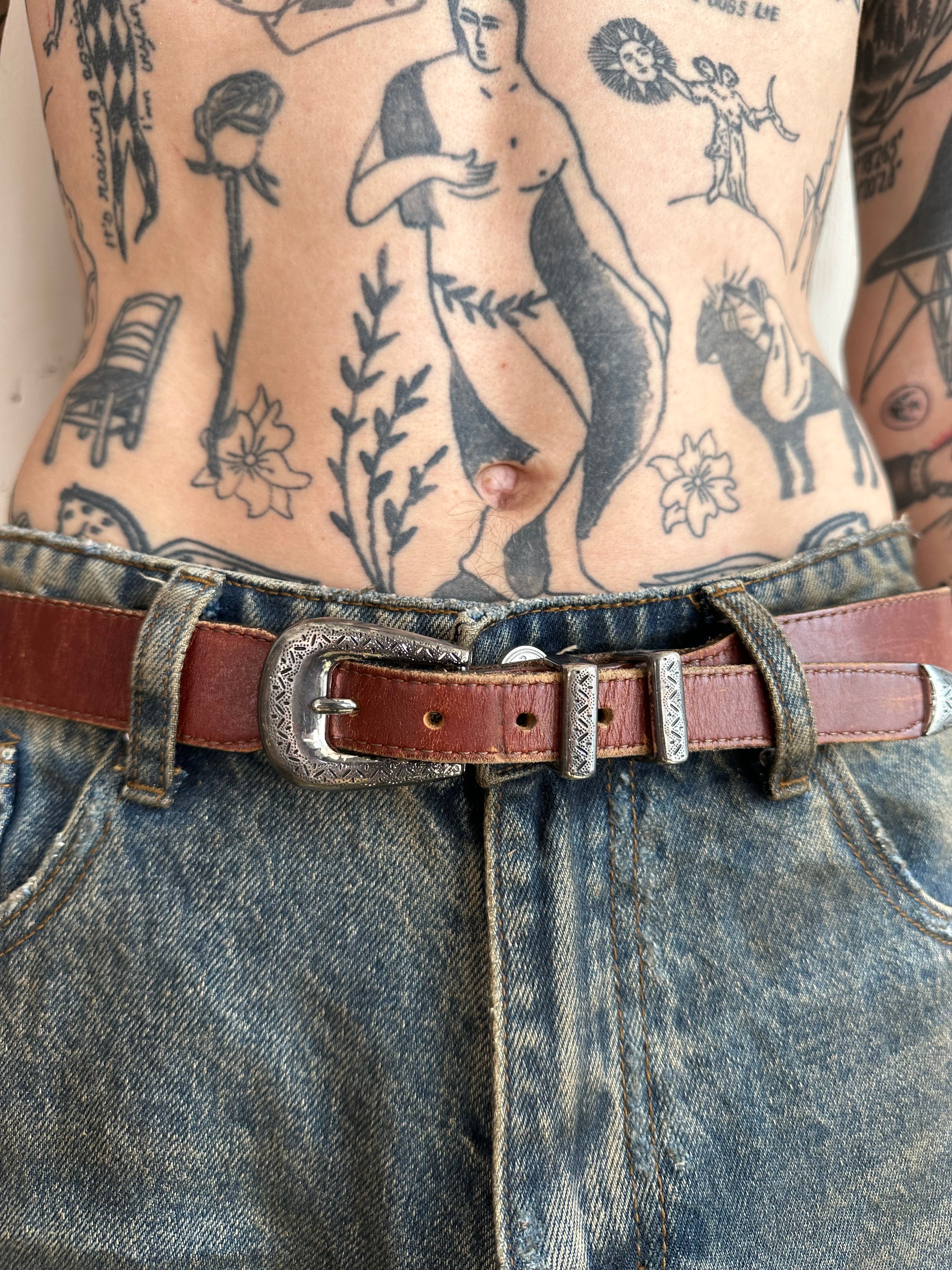 Vintage Brown Western Studded Belt (36)