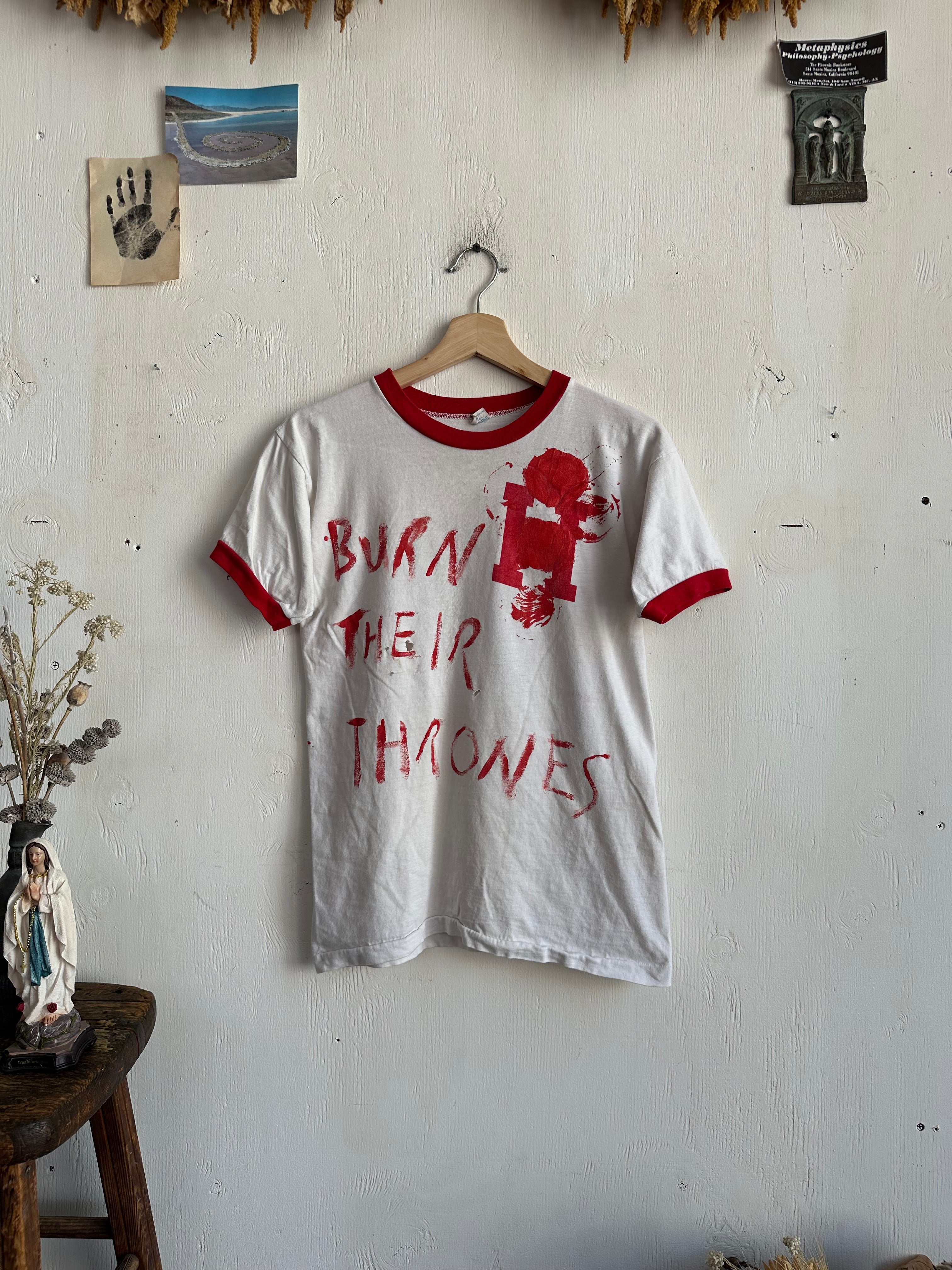 1970s Thrashed Burn Their Thrones Protest T-Shirt (S/M)