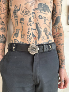 Vintage Belt With Rose Buckle (34"-38")