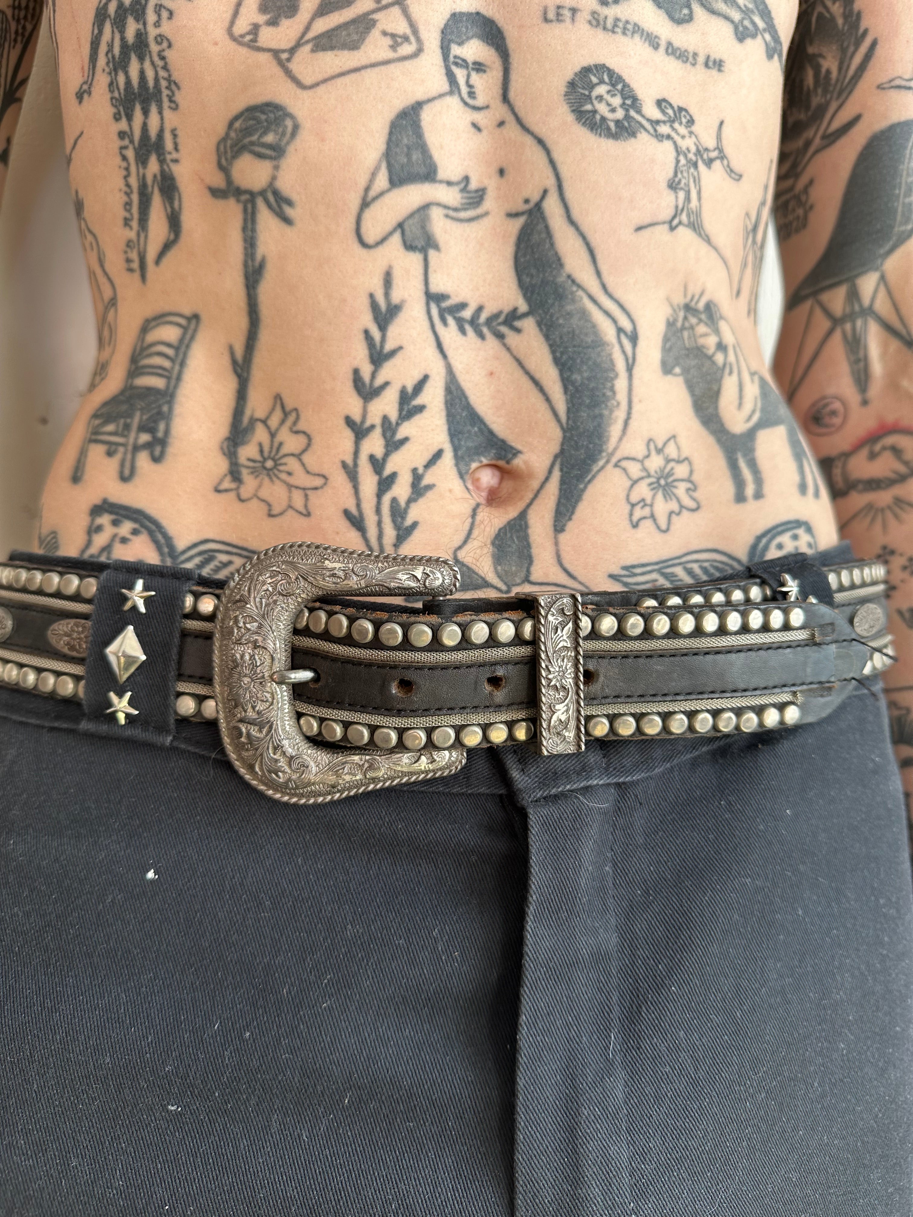 Vintage Heavy Studded Western Belt (30" - 34")