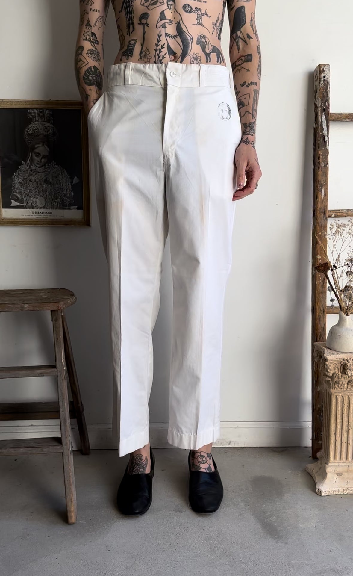 1960s Orderly High Rise Work Trousers (31 x 30