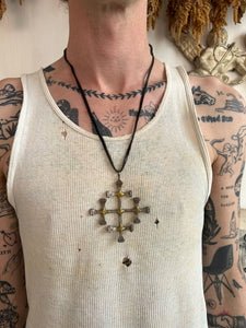 Heavy Cross Necklace w/ Leather Strap