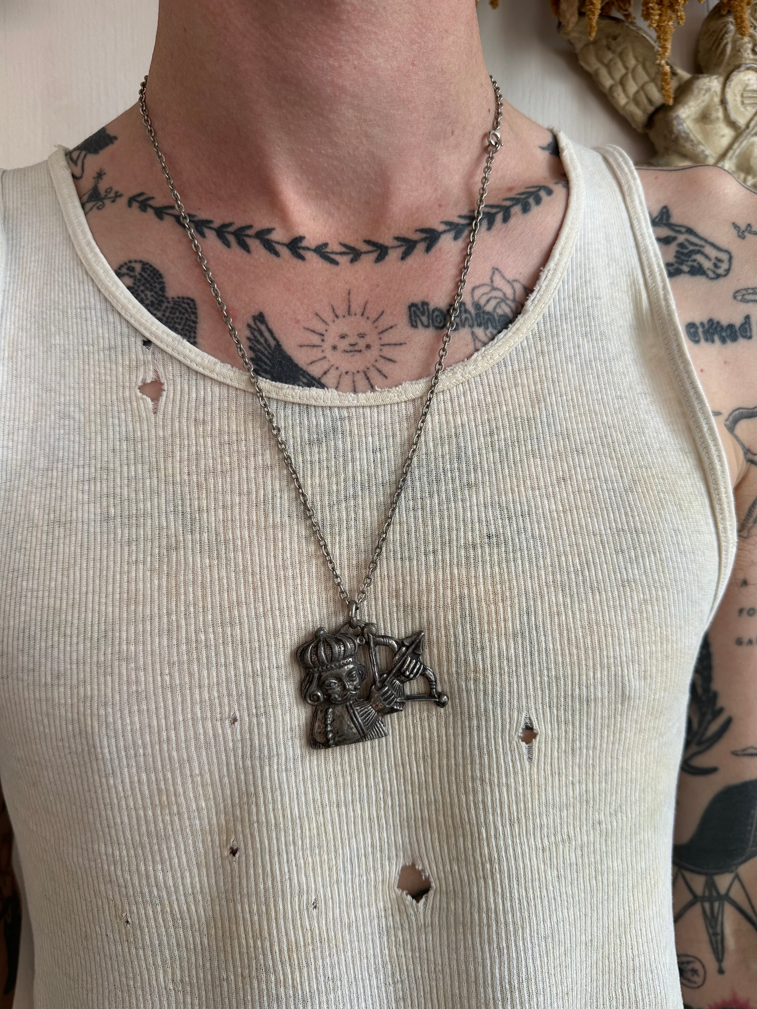 Vintage Pewter Archer Necklace