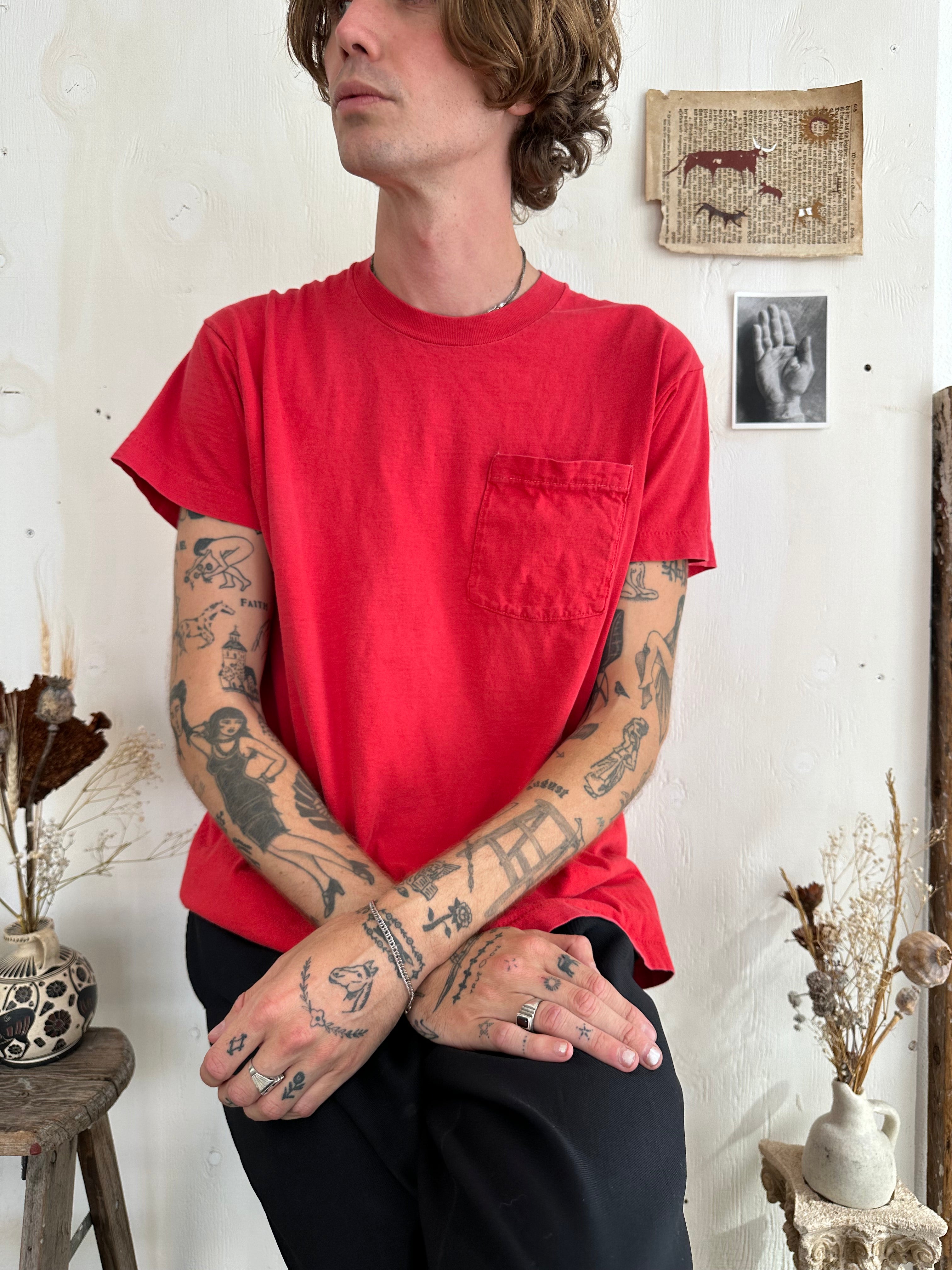 1980s Sunfaded Red Pocket Tee (XL)