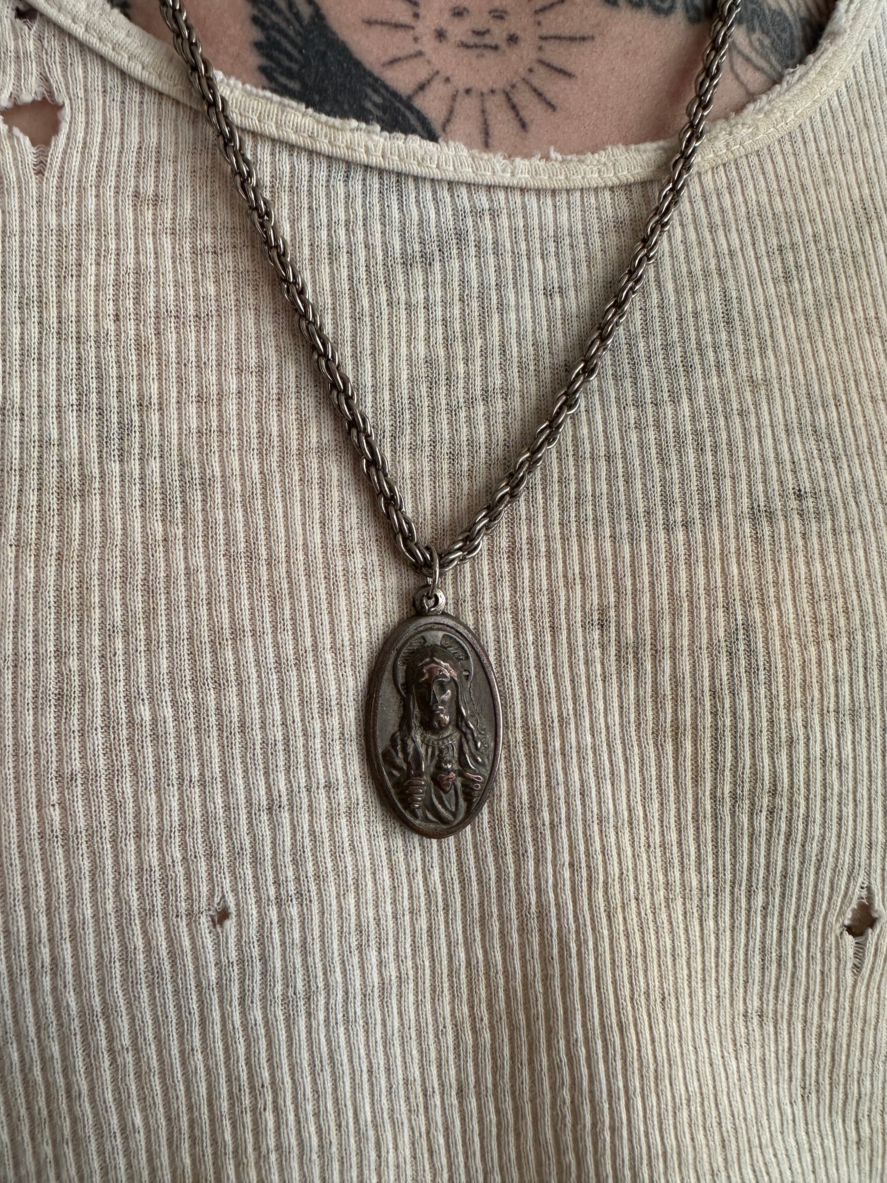 Vintage Jesus Pendant Necklace