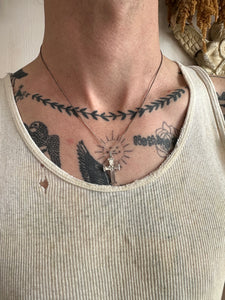 Vintage Cross Necklace w/ Sterling Chain