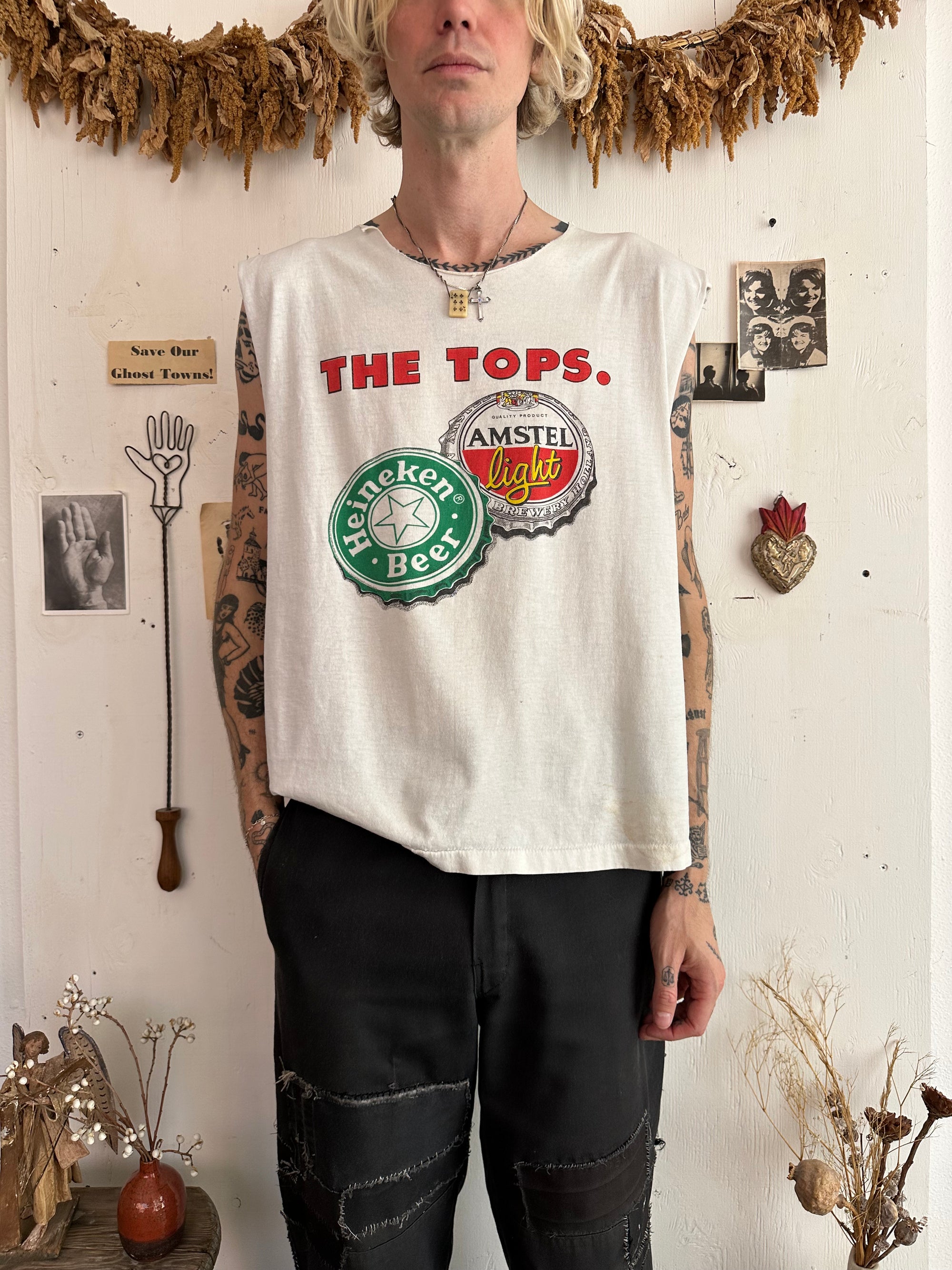 1980s Thrashed Beer Cap Muscle Tee