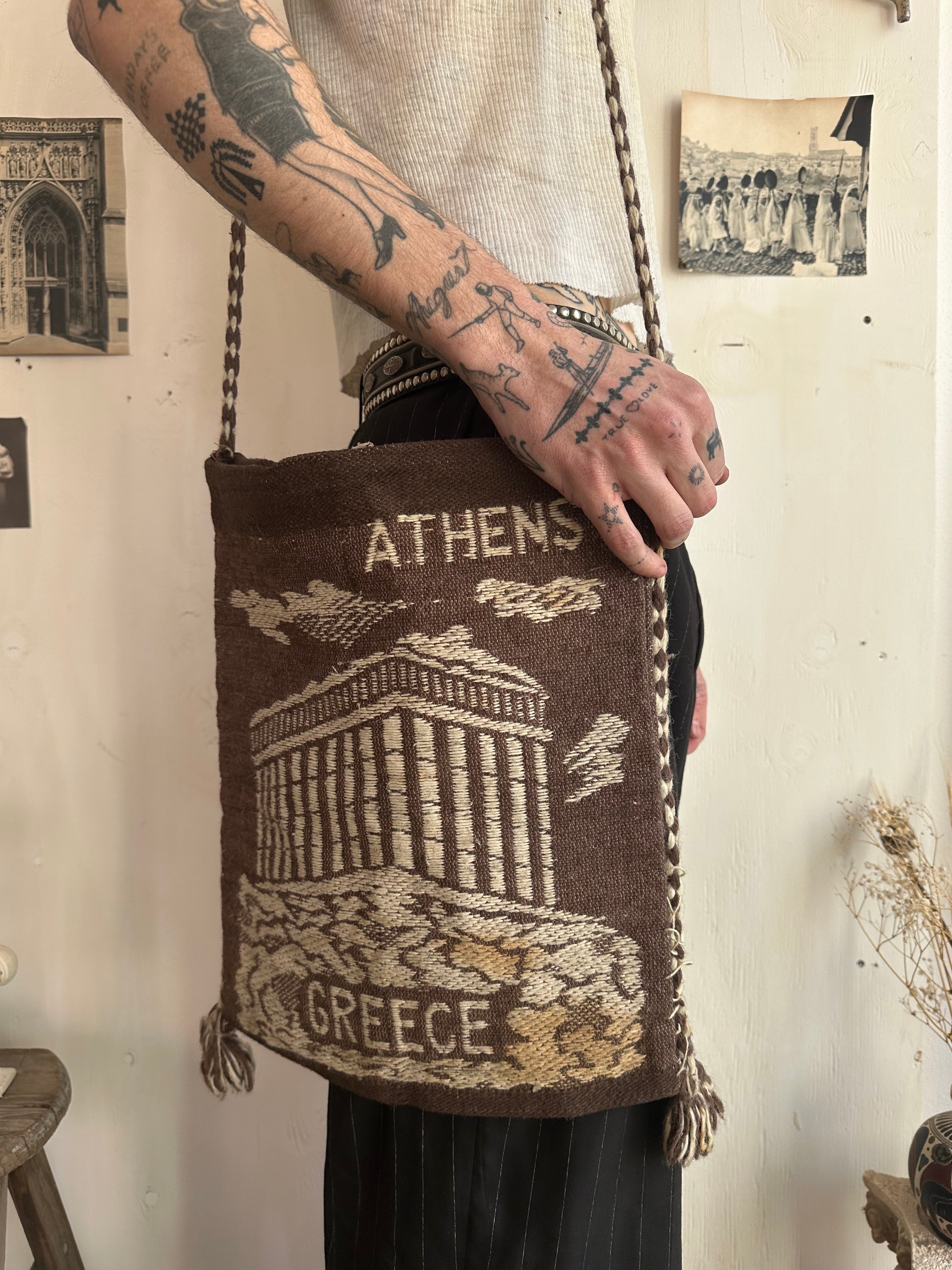 Vintage Athens Wool Souvenir Tote