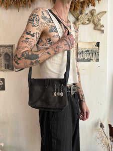 Vintage Leather Bag w/ Vintage Religious Pendants