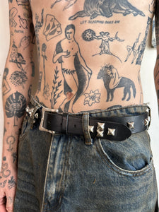 Vintage Hand Studded Leather Belt (30" - 33")