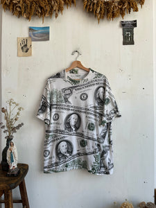 1990s All Over Money Print T-Shirt (Boxy XL)