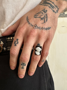 Vintage Sterling Onyx Cameo (6 - 6.5)