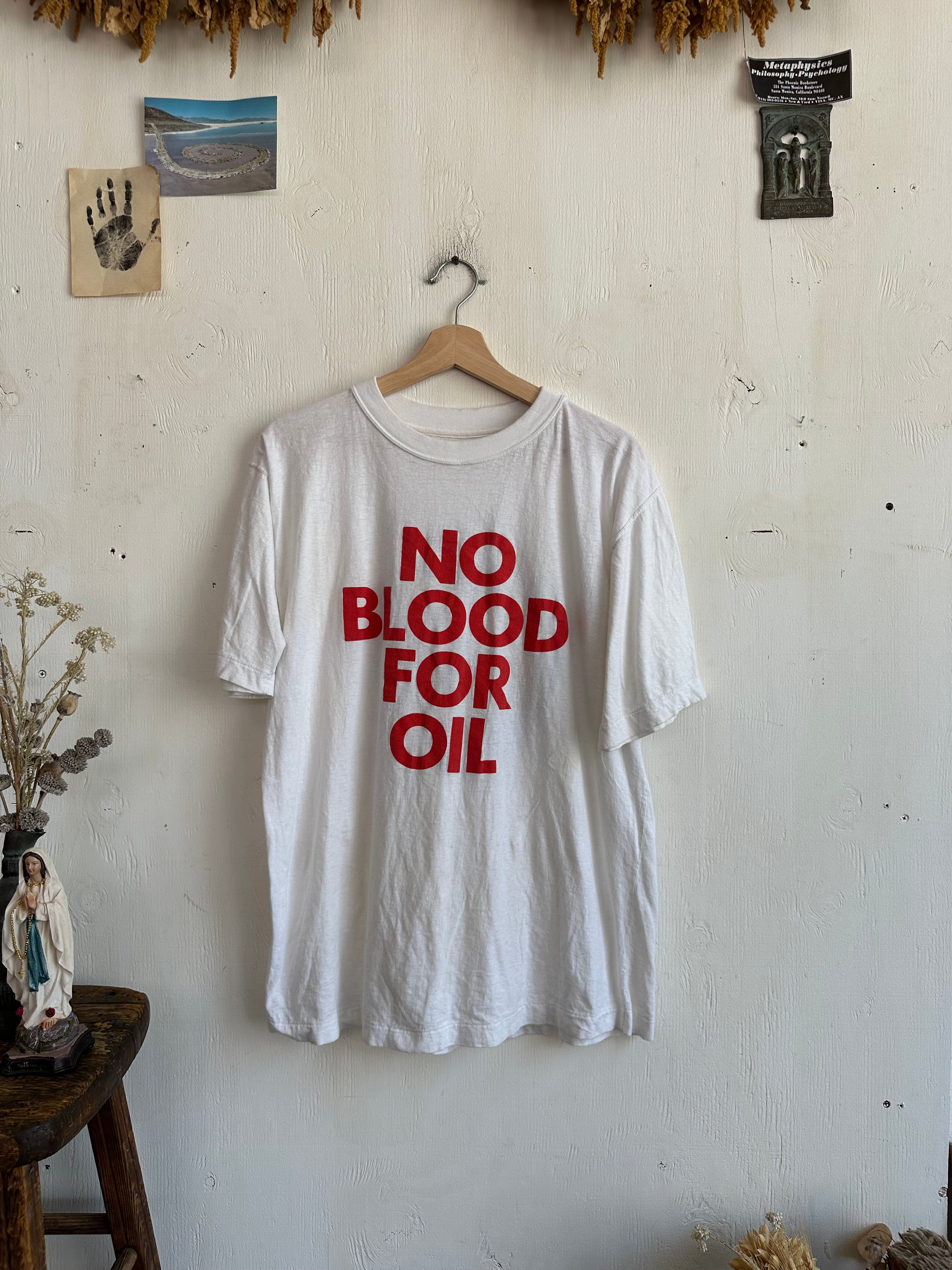 1990s No Blood For Oil / No War T-Shirt (L/XL)