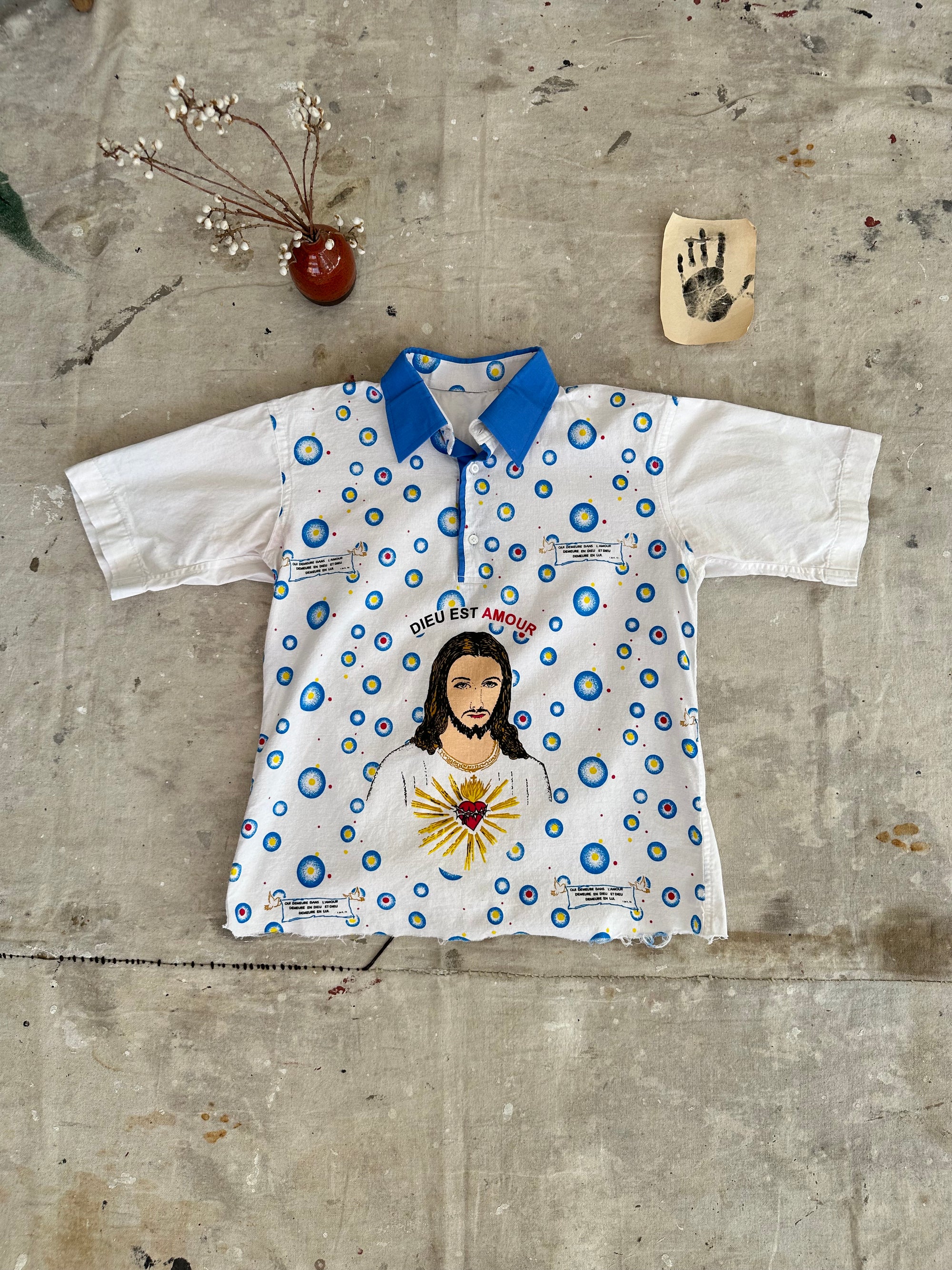 1980s Woven Jesus Collared Shirt