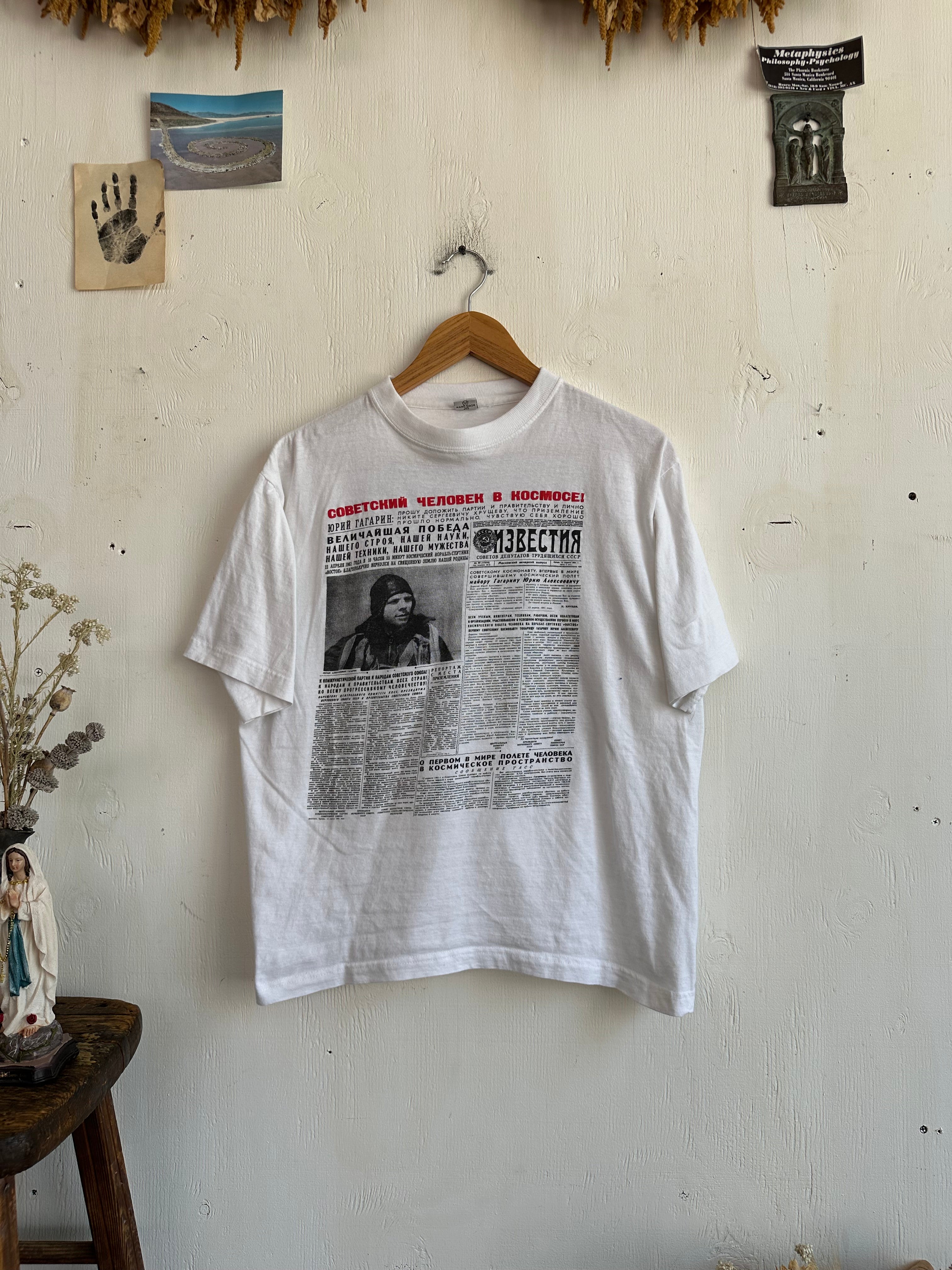 1980s Cosmonaut Russian Newspaper Tee (Boxy M/L)