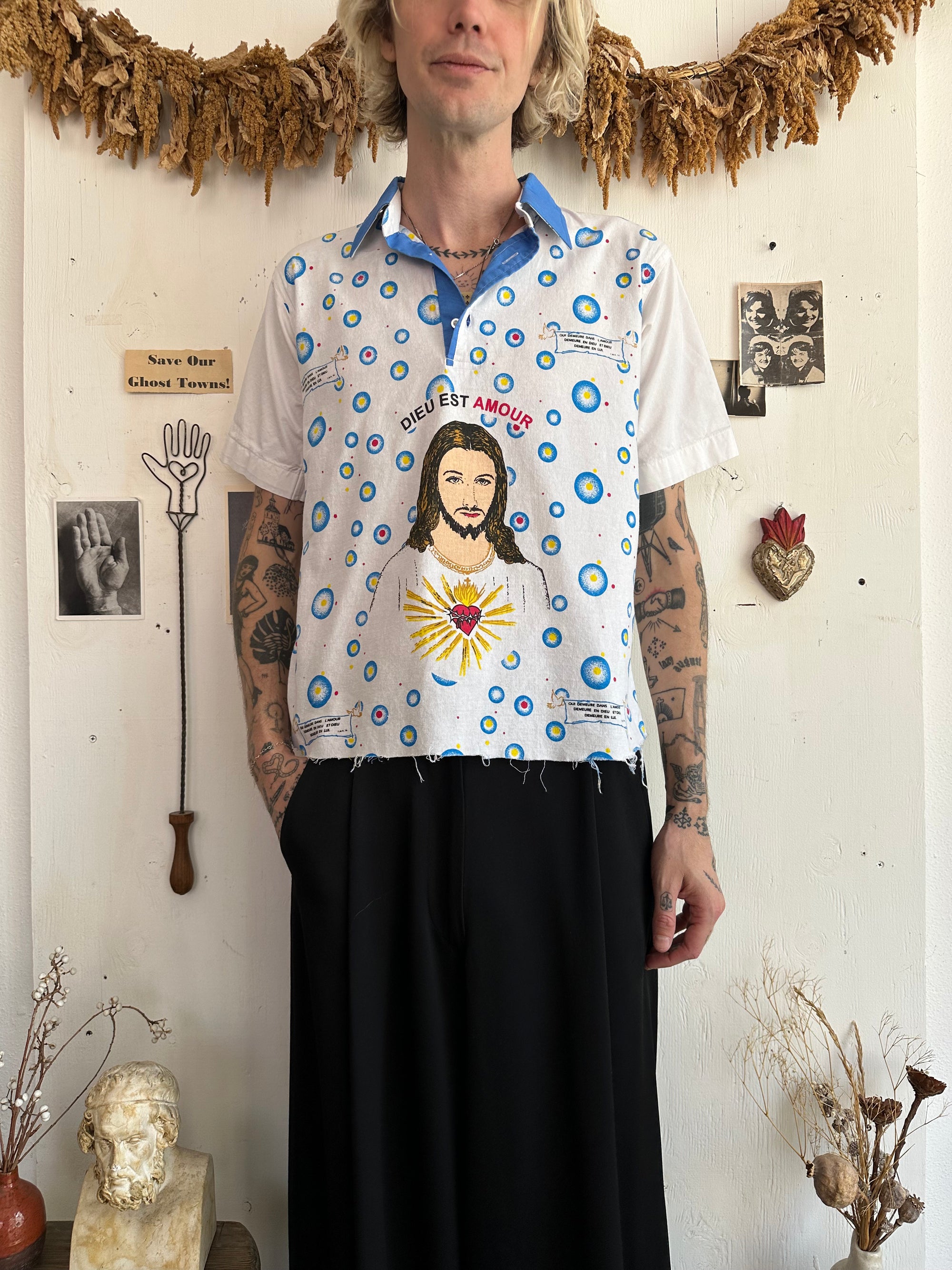 1980s Woven Jesus Collared Shirt