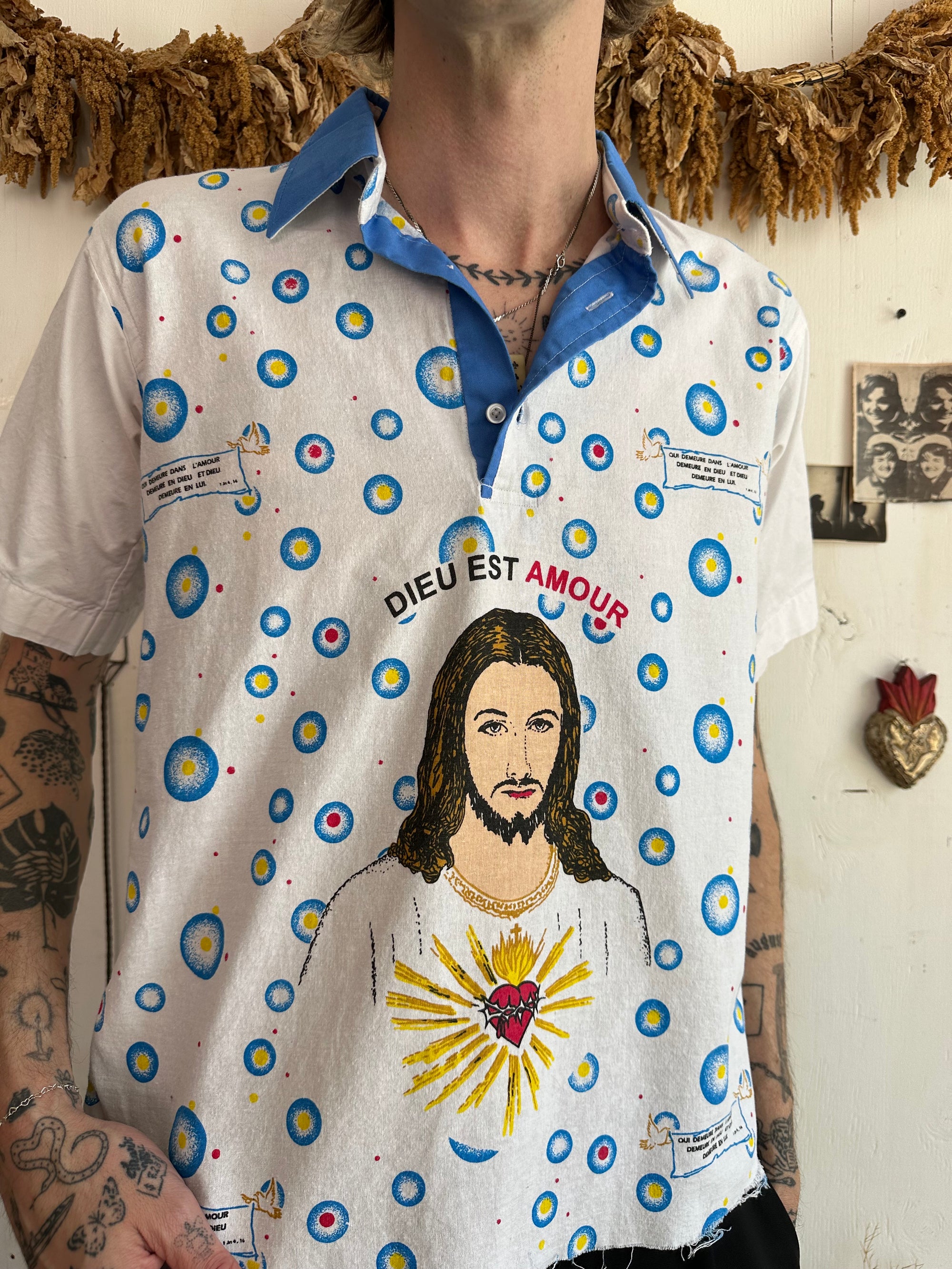1980s Woven Jesus Collared Shirt