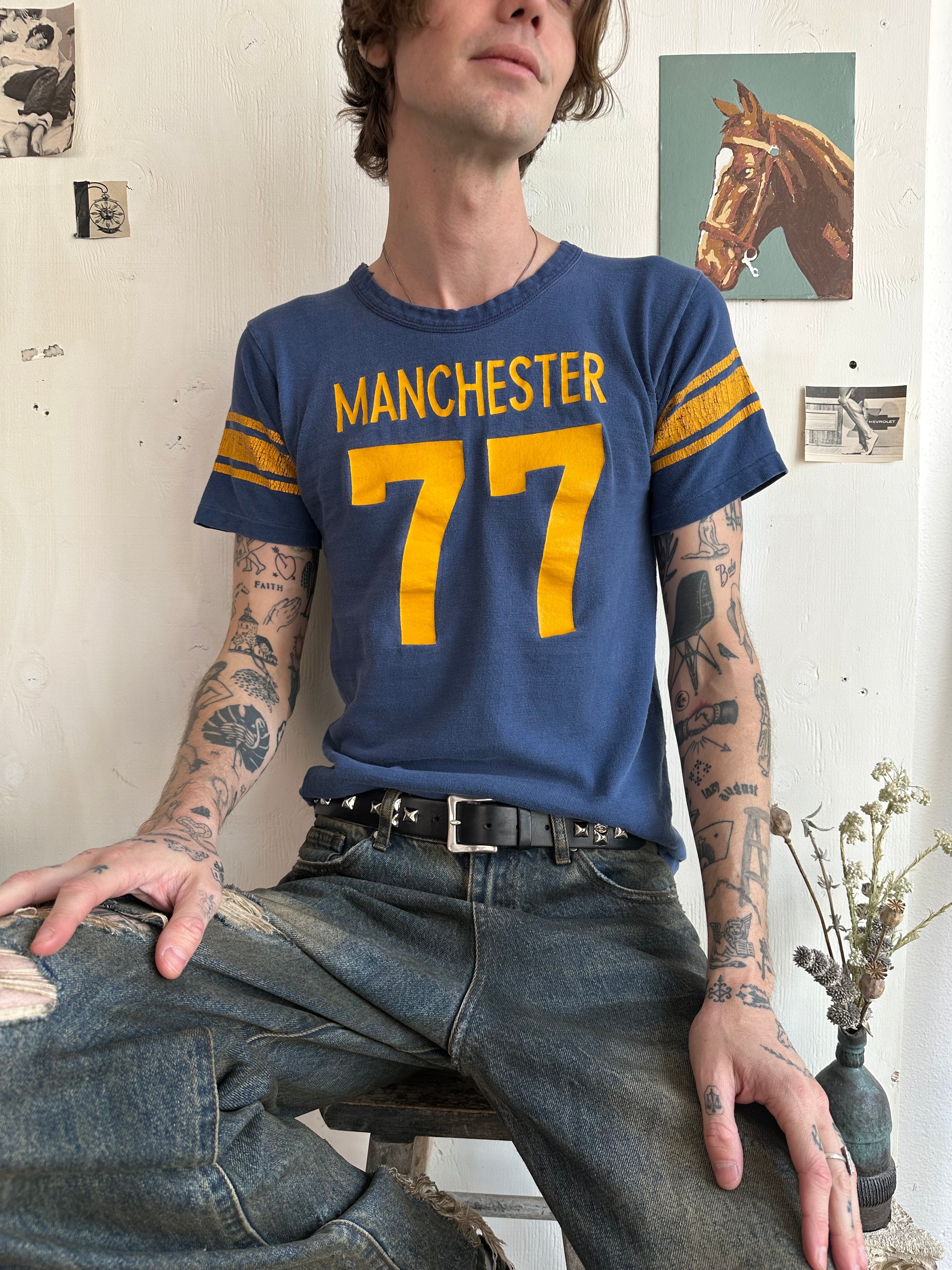 1970s Champion Blue Bar Jersey Tee #77 (S/M)