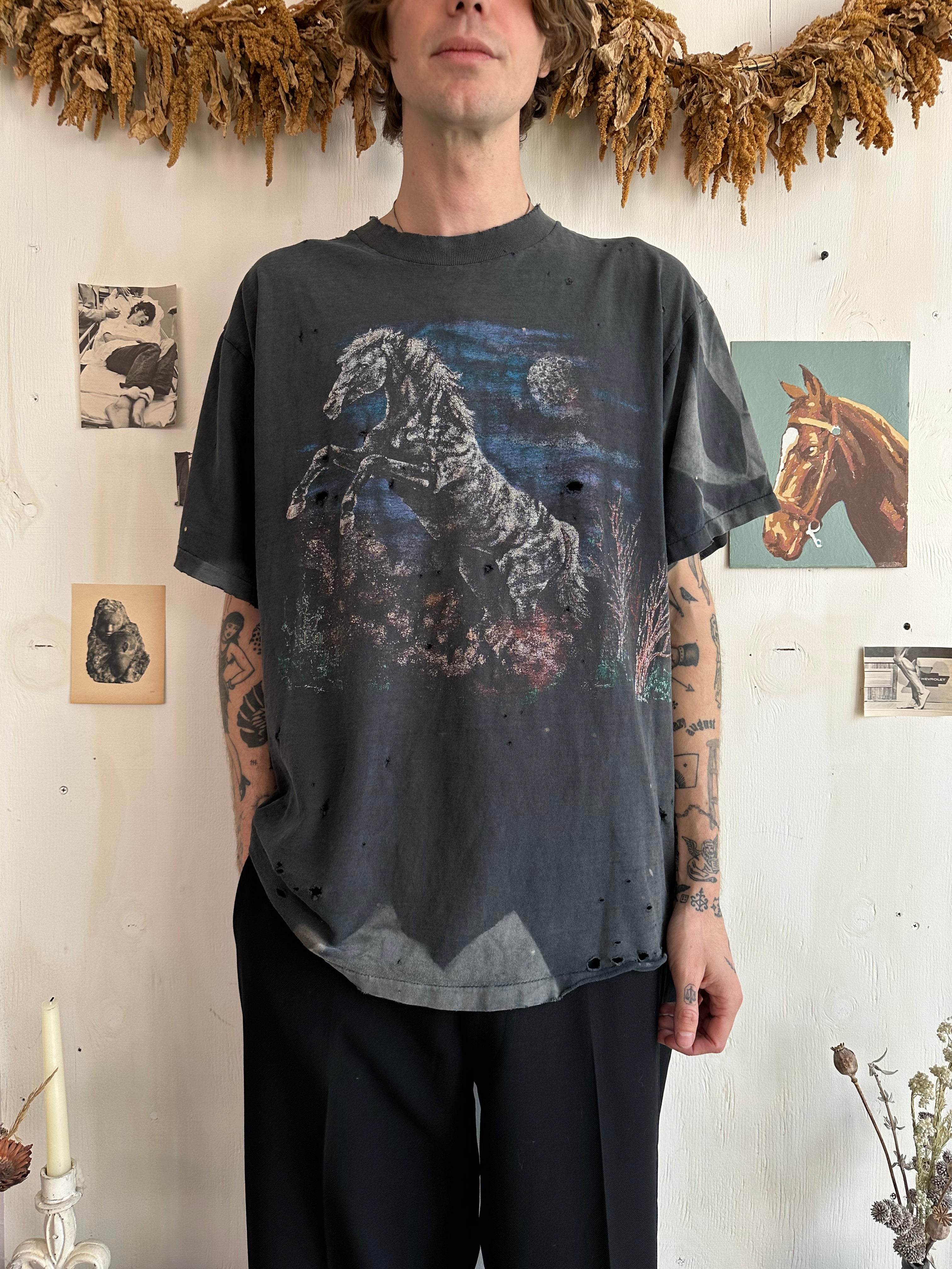 1990s Thrashed and Sunfaded Horse Tee (Boxy XL)