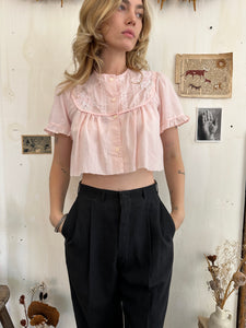 1970s Cropped Pink Blouse (Boxy S/M)