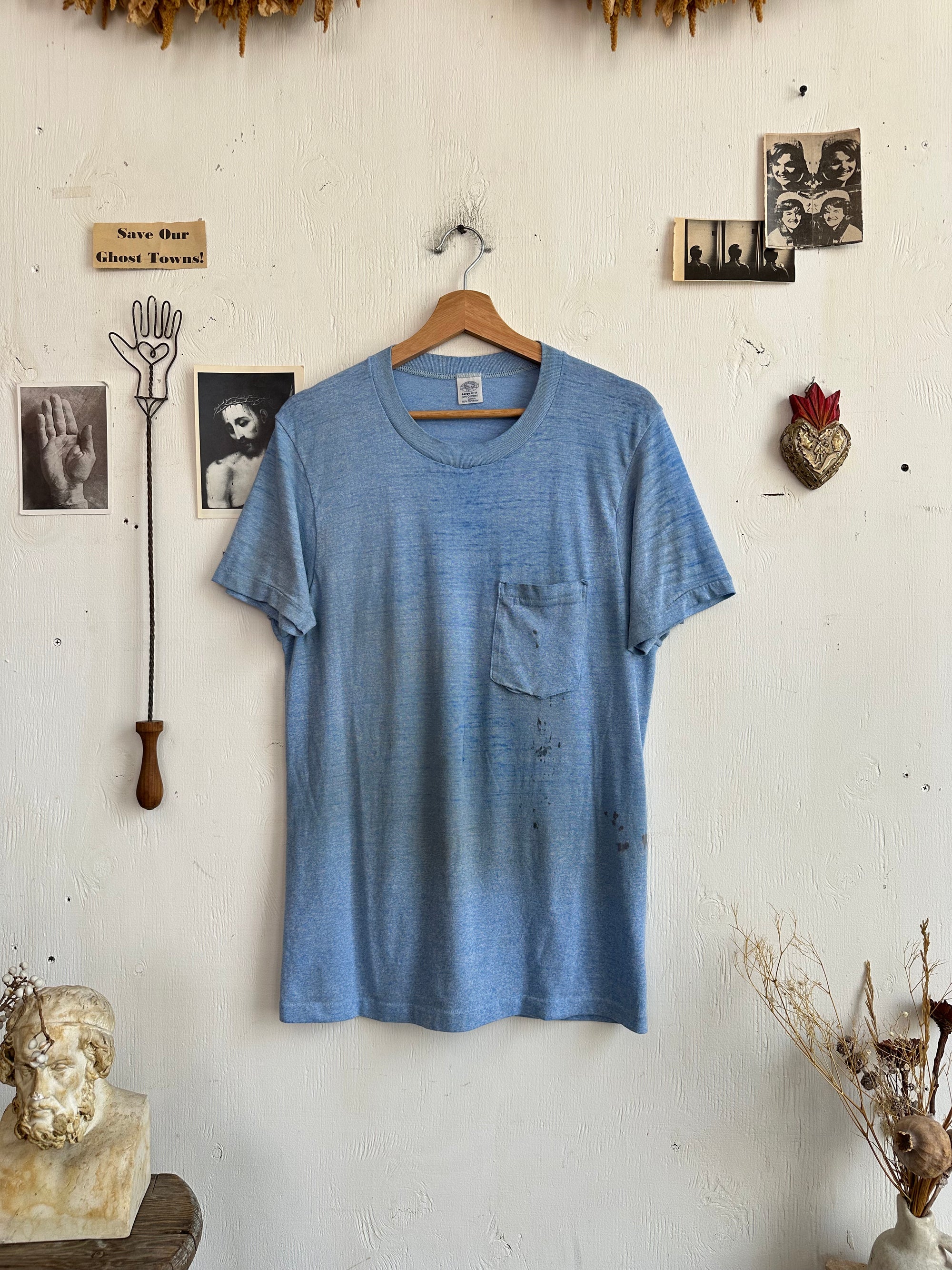 1980s Well Worn Blue Pocket Tee