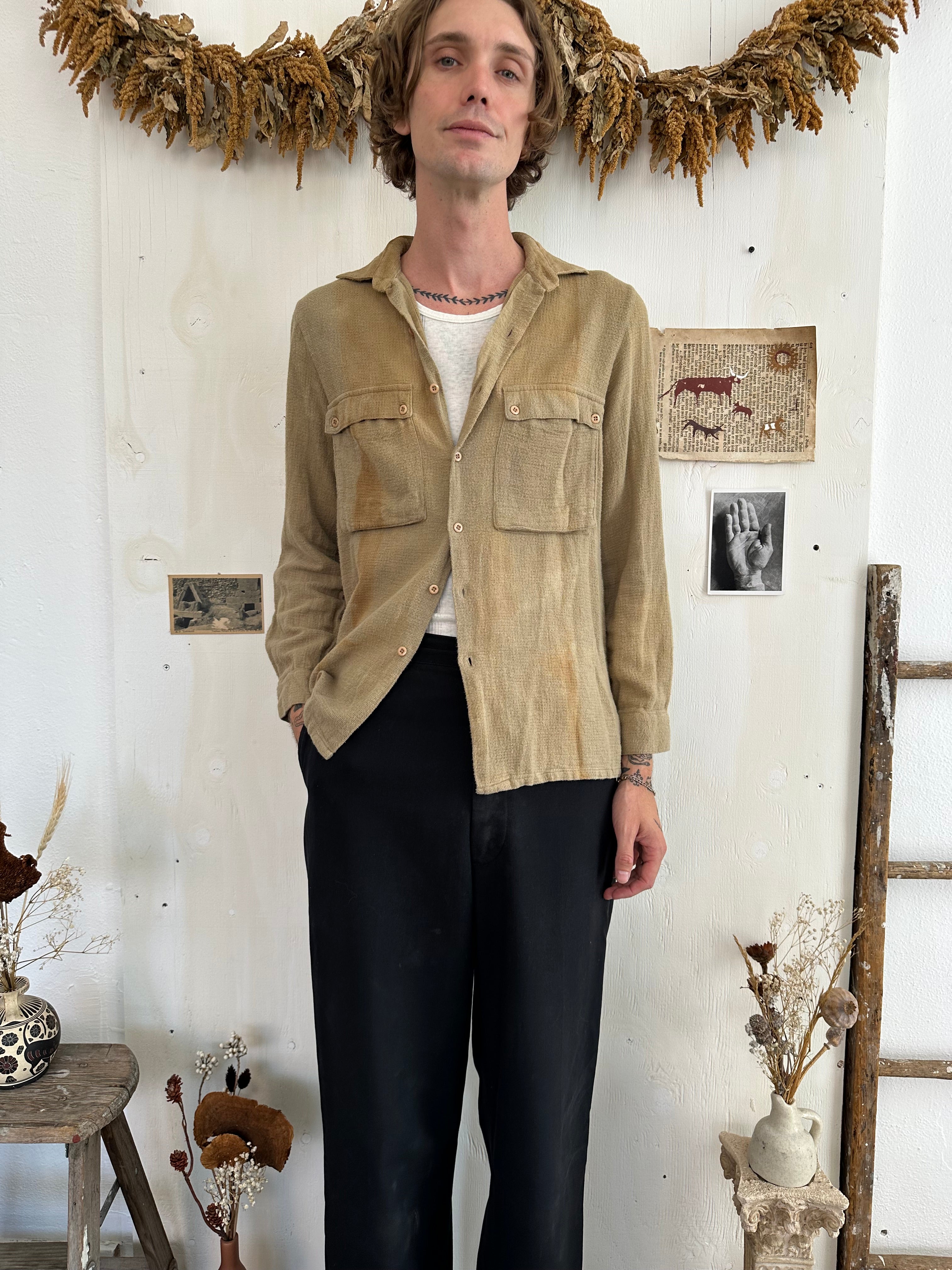 1980s Soft Burlap Safari Shirt (M/L)