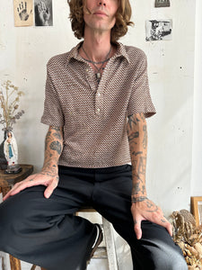 1970s Checker Print Polo Tee (Boxy S/M)