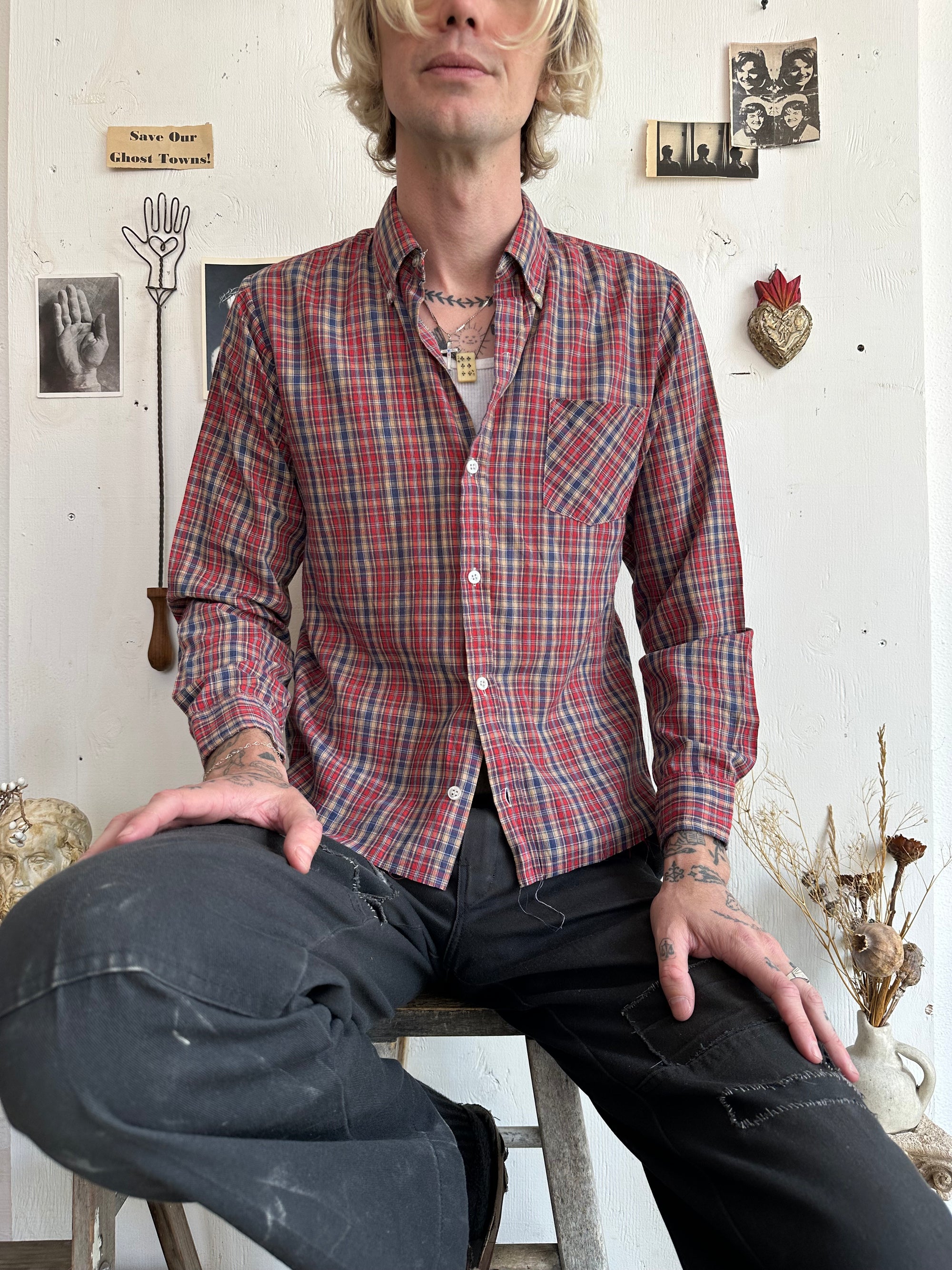 1980s Paper Thin Plaid Button Down