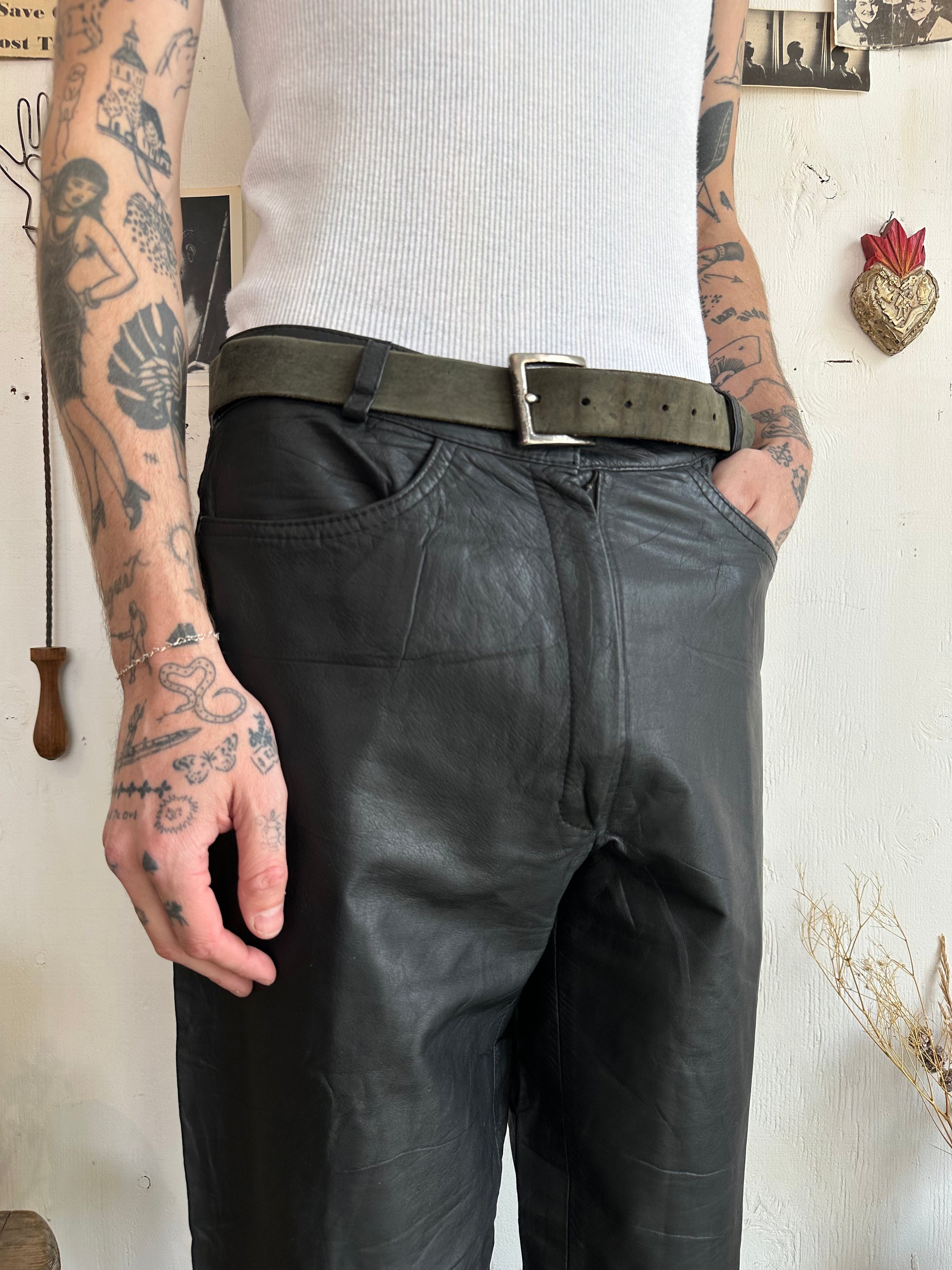 1980s Cropped Lambskin Leather Pants