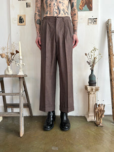 1940s Stripped Baggy Pleated Trousers (30/29)