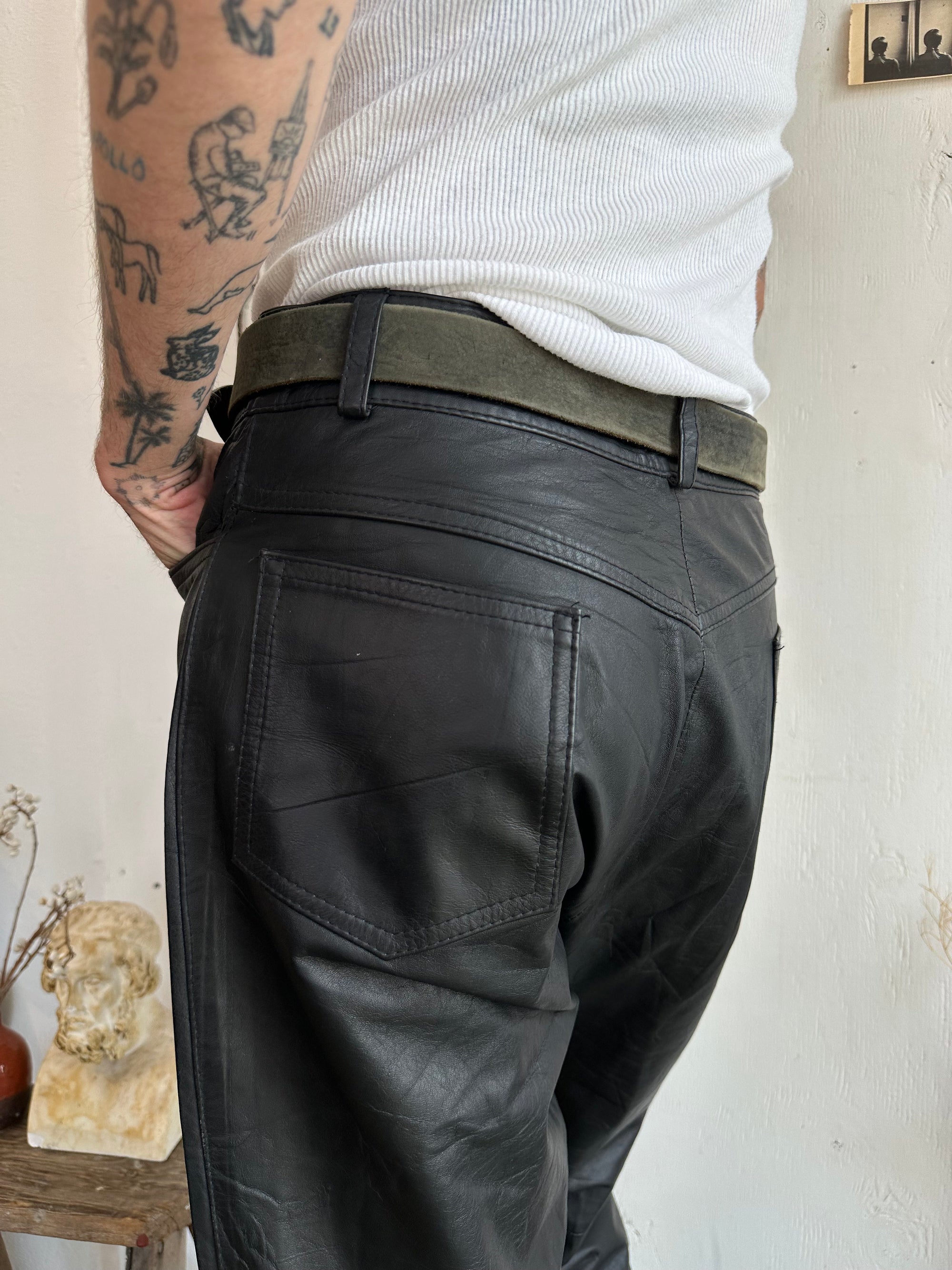 1980s Cropped Lambskin Leather Pants