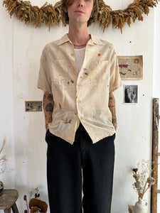 1940s Thrashed Gauzy Cotton Short Sleeve Button Up (Boxy XL)