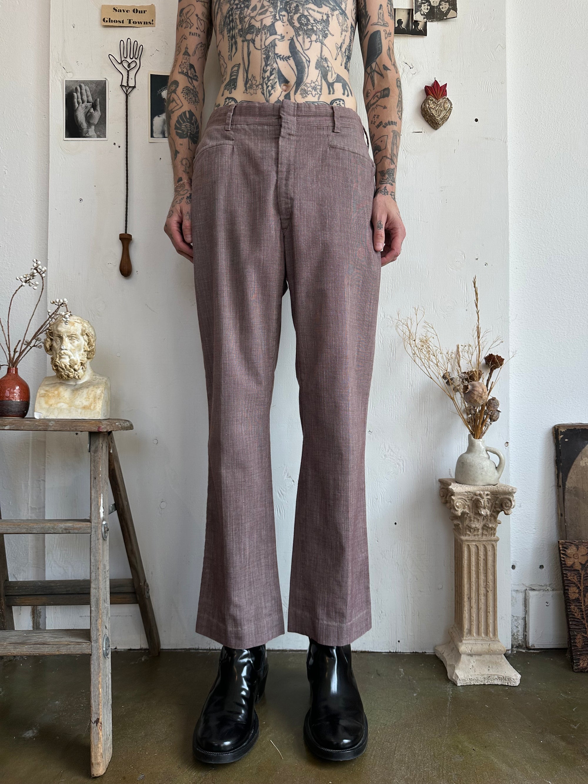 1970s Home Made Flat Pocket Trousers