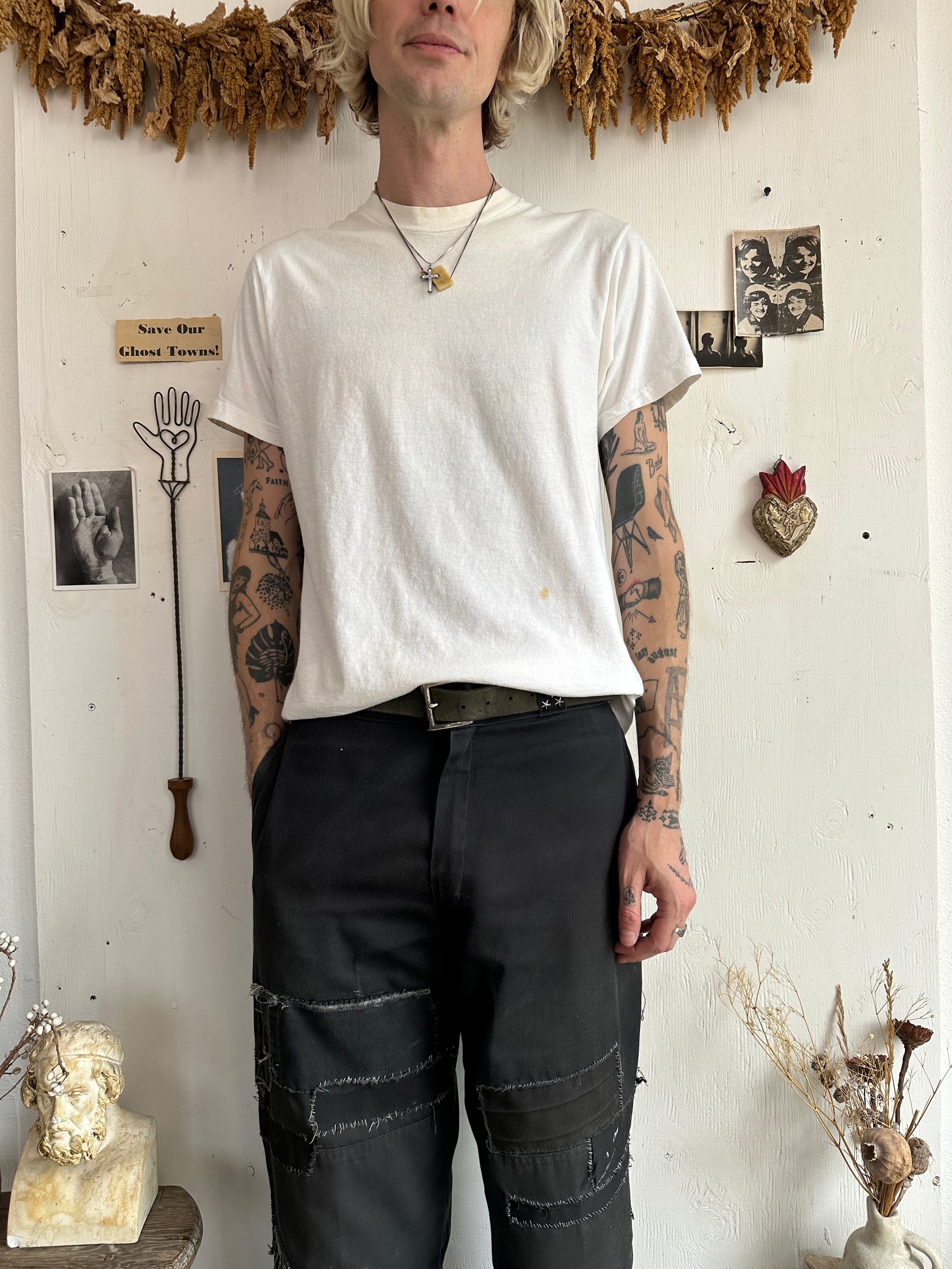 1980s Well Worn BVD White Blank