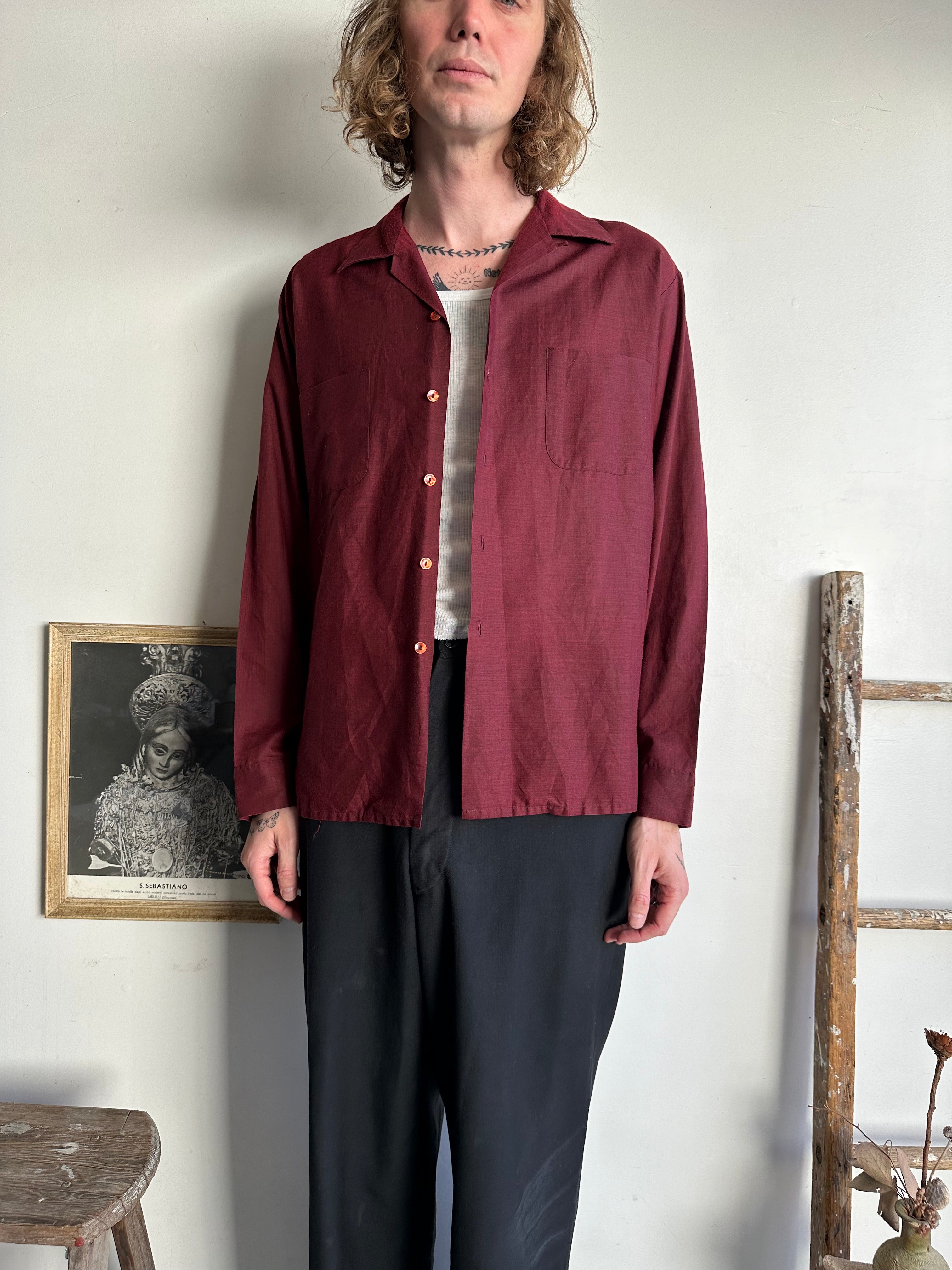 1960s Maroon Button-Up (XL)