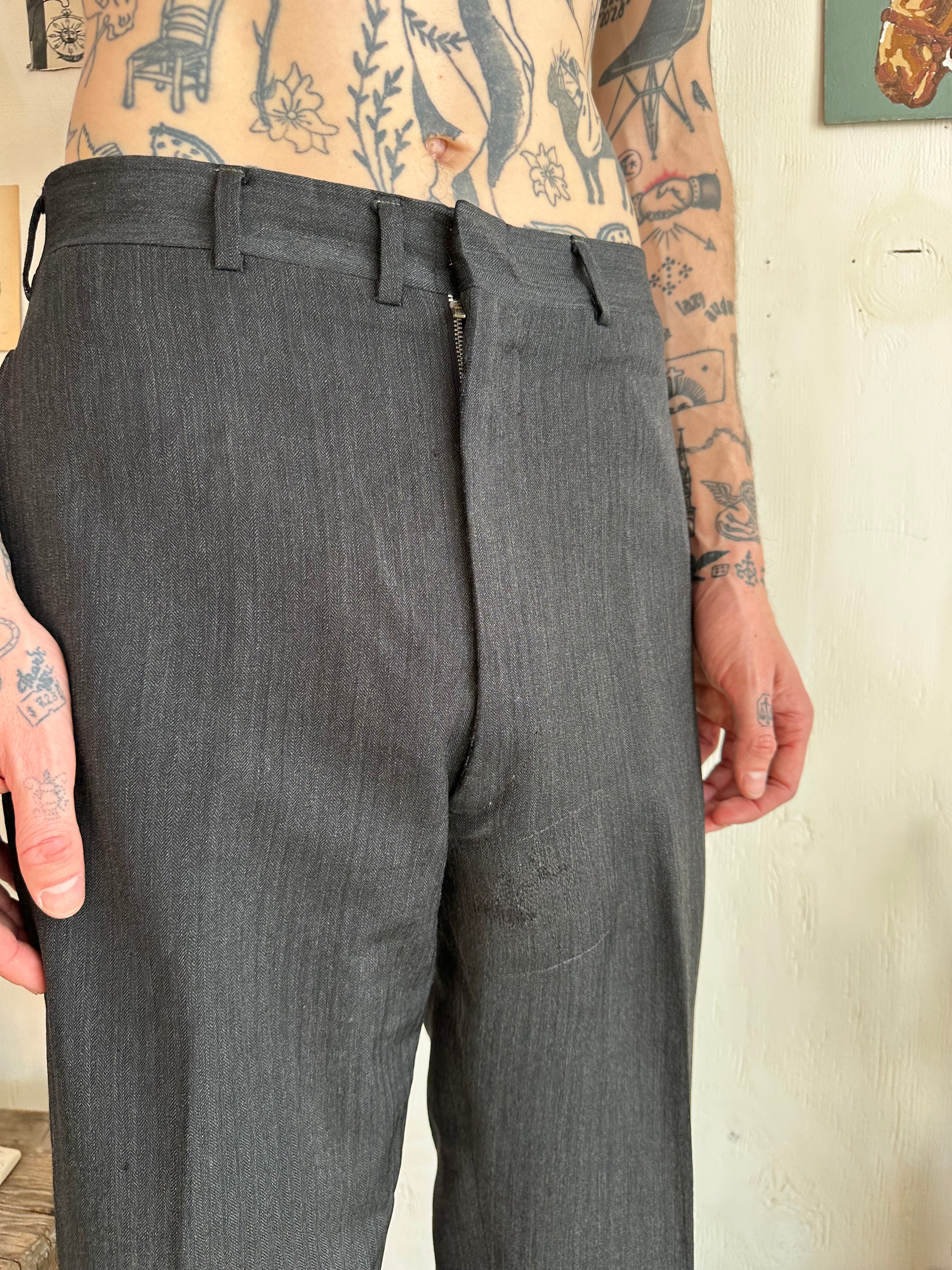 1950s Repaired Flat Front Trouser (30/30)