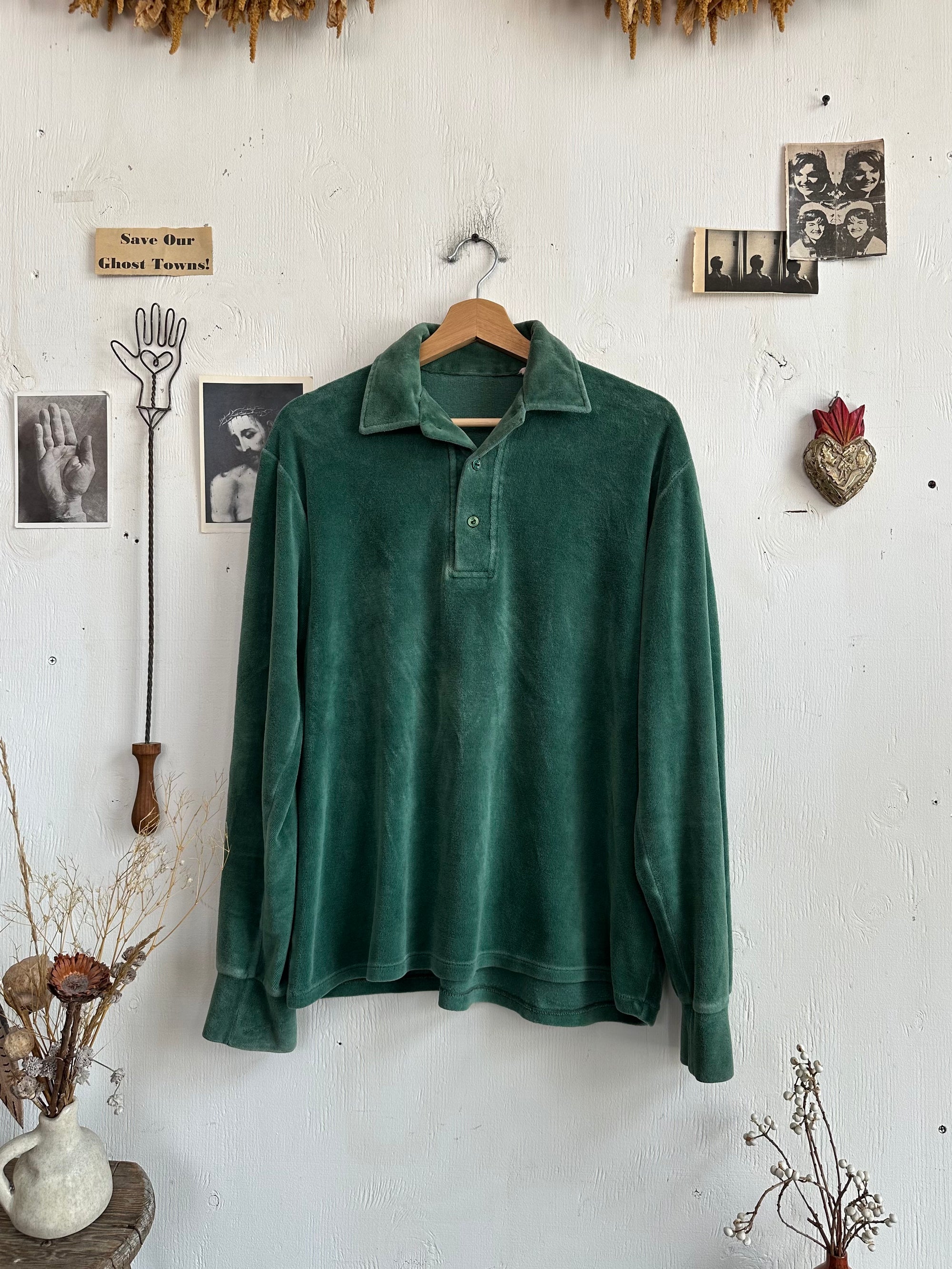 1970s Velour Collared Sweater