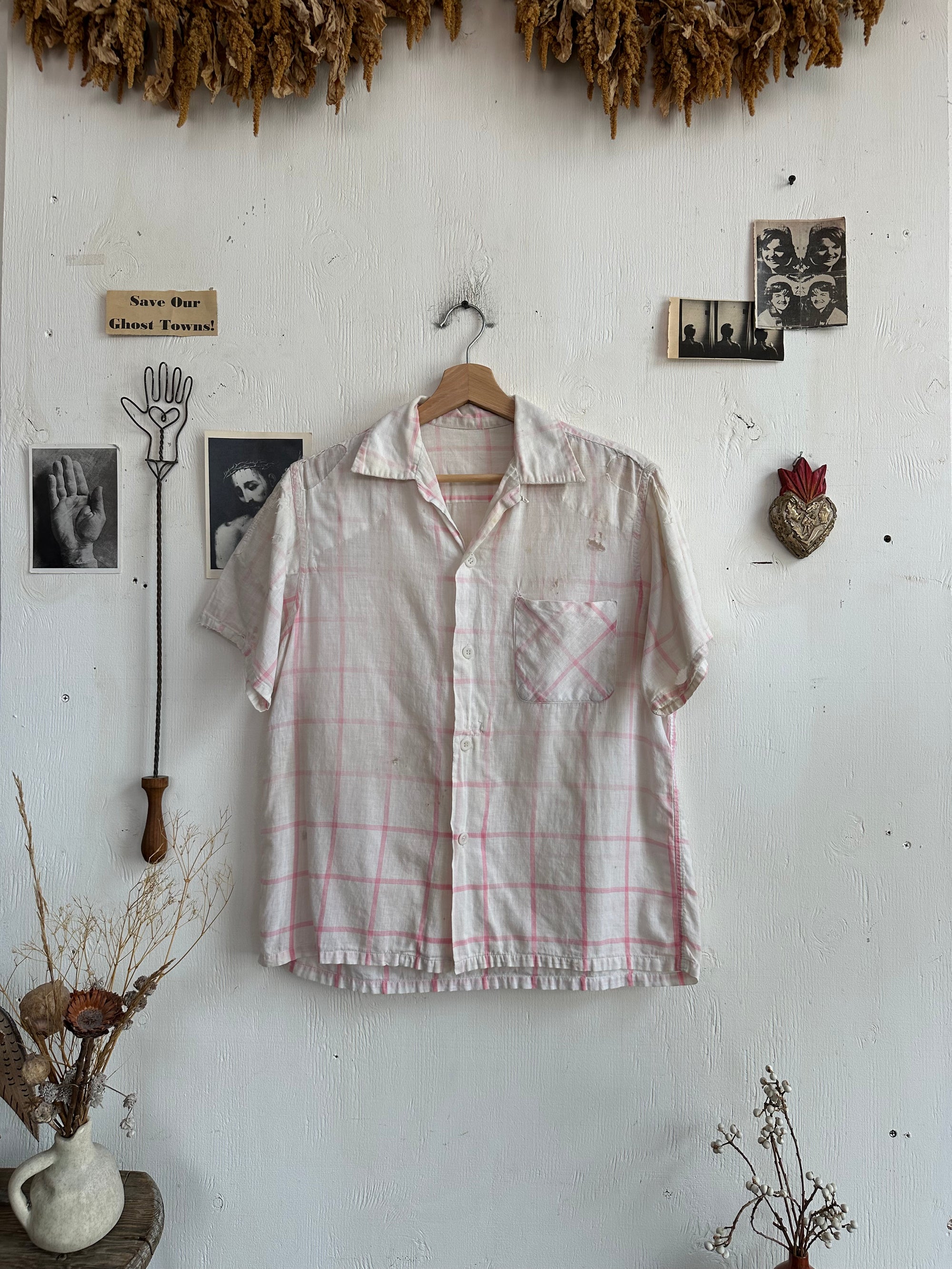 1960s Thrashed and Repairs All Cotton Button Up